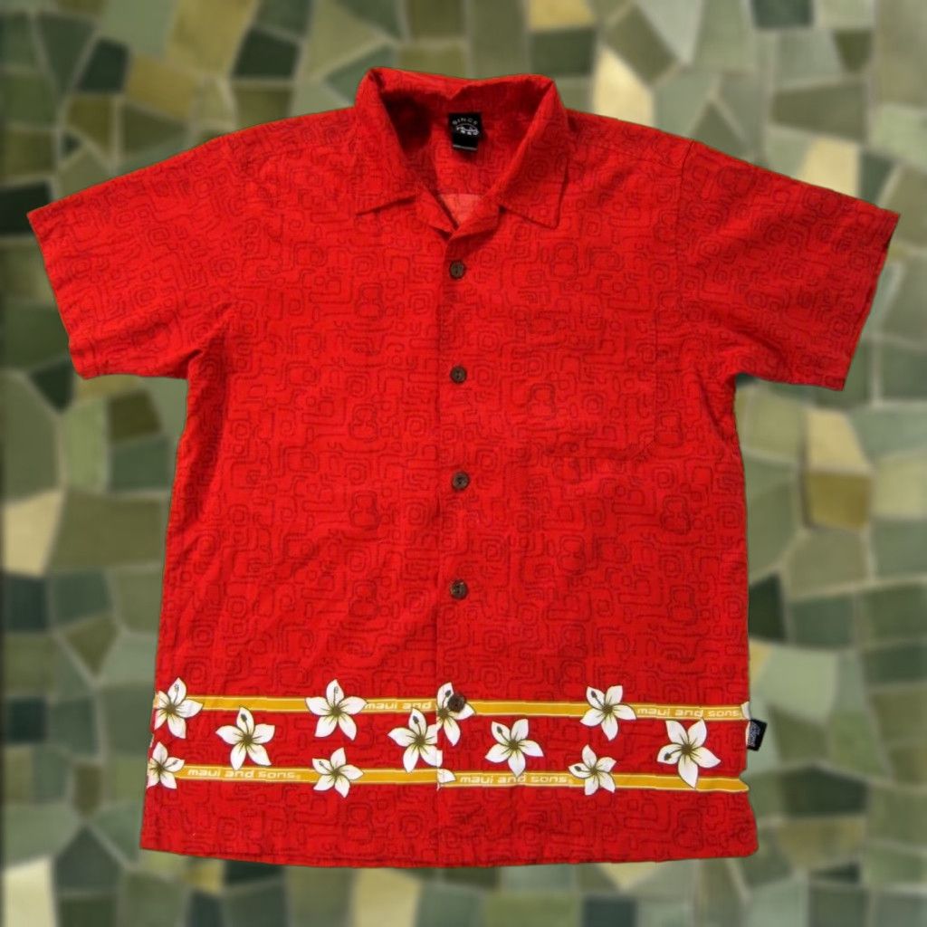 Vintage Vintage Maui And Sons 1980 Red Floral Short Sleeve Hawaiian Shirt Men Large Size US L / EU 52-54 / 3 - 1 Thumbnail