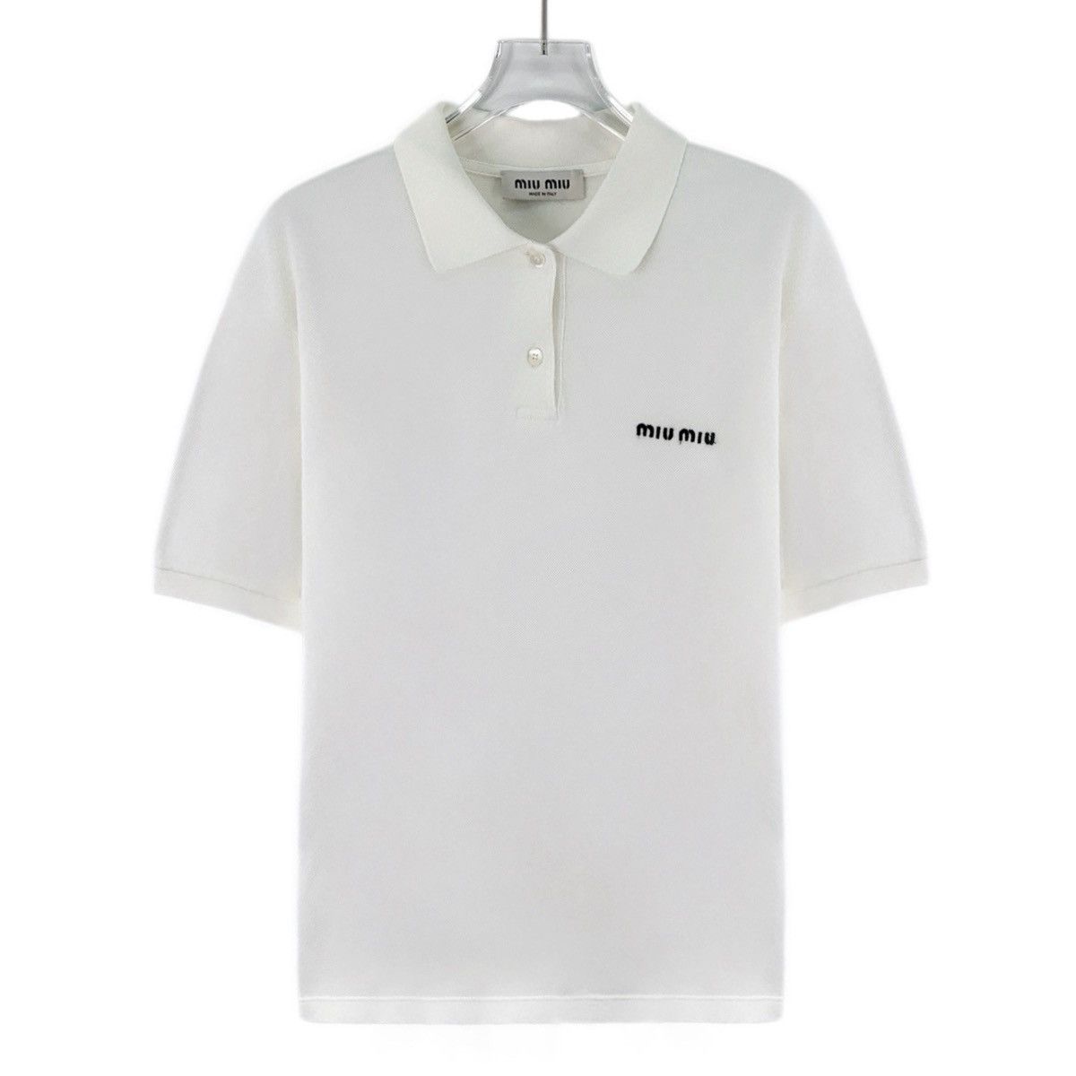 Miu Miu Miu Miu Embroidered Collared Short Sleeve Polo Shirt K26WX Size S / US 4 / IT 40 - 1 Thumbnail