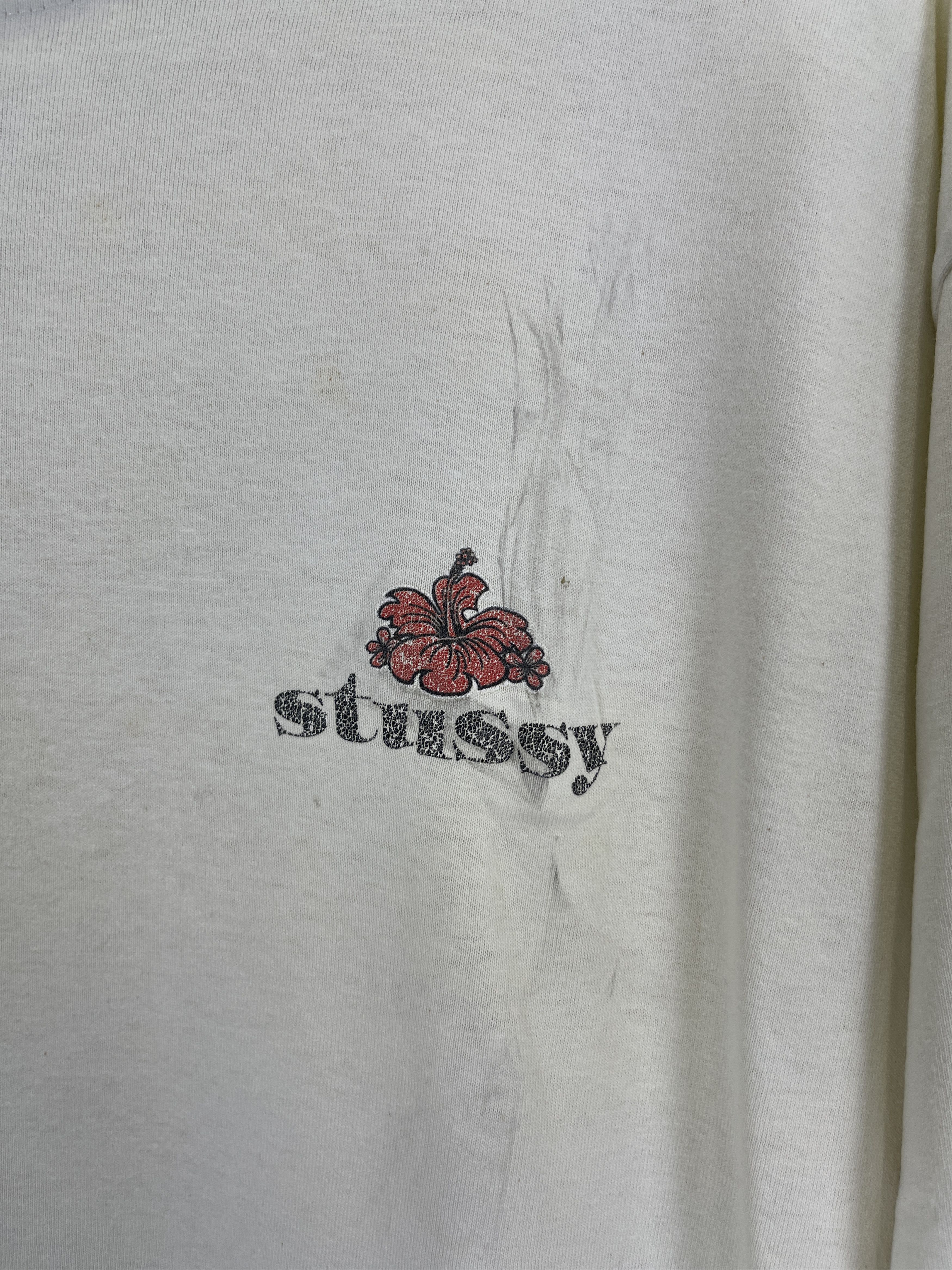 Stussy × Vintage Vintage 90s Stussy Big Logo Distressed Tee TA0443 Size US S / EU 44-46 / 1 - 7 Thumbnail