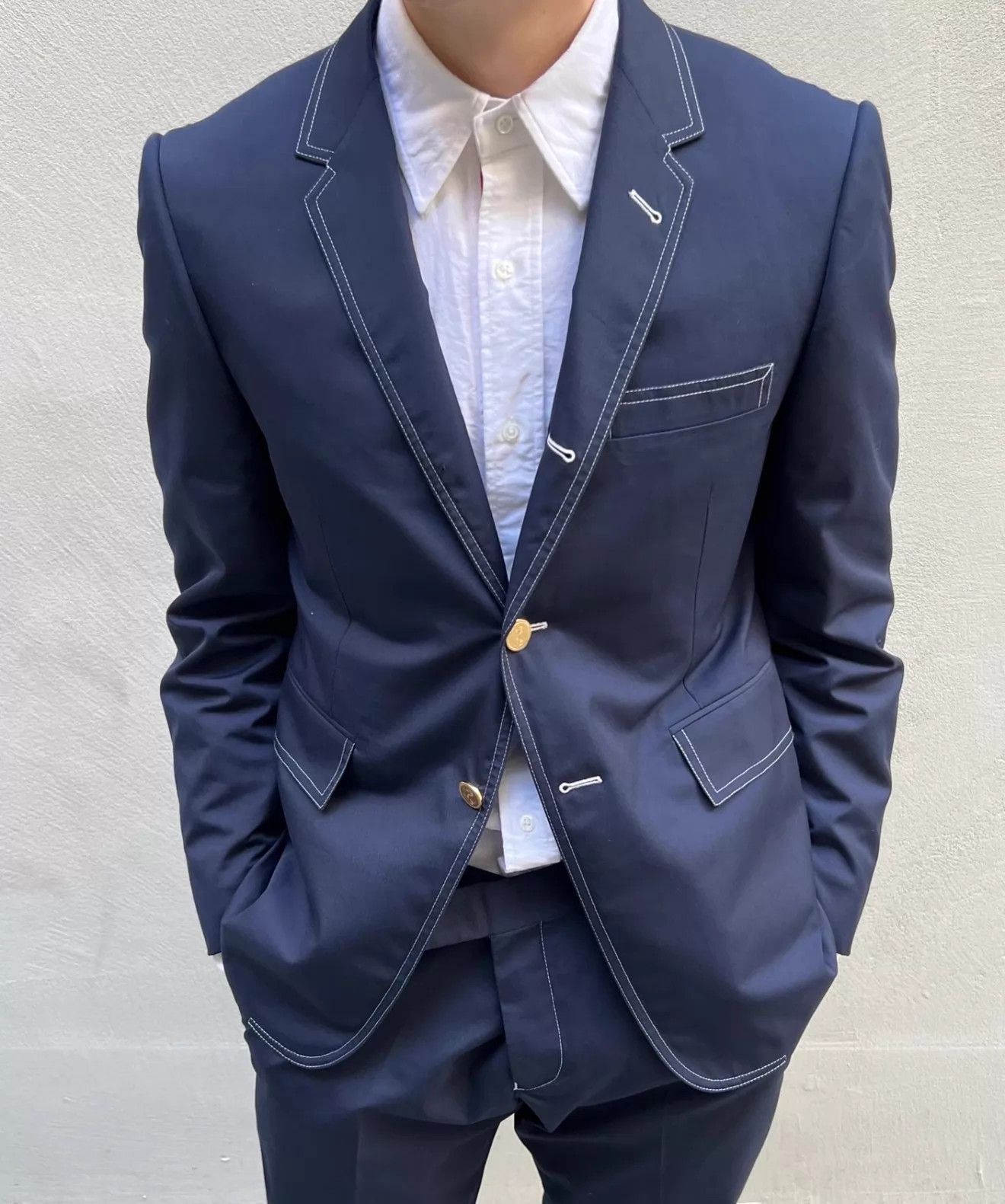 Thom Browne Thom Browne Men's Navy Gold Button Slim Fit Suit (Rare) Size 50R - 7 Thumbnail