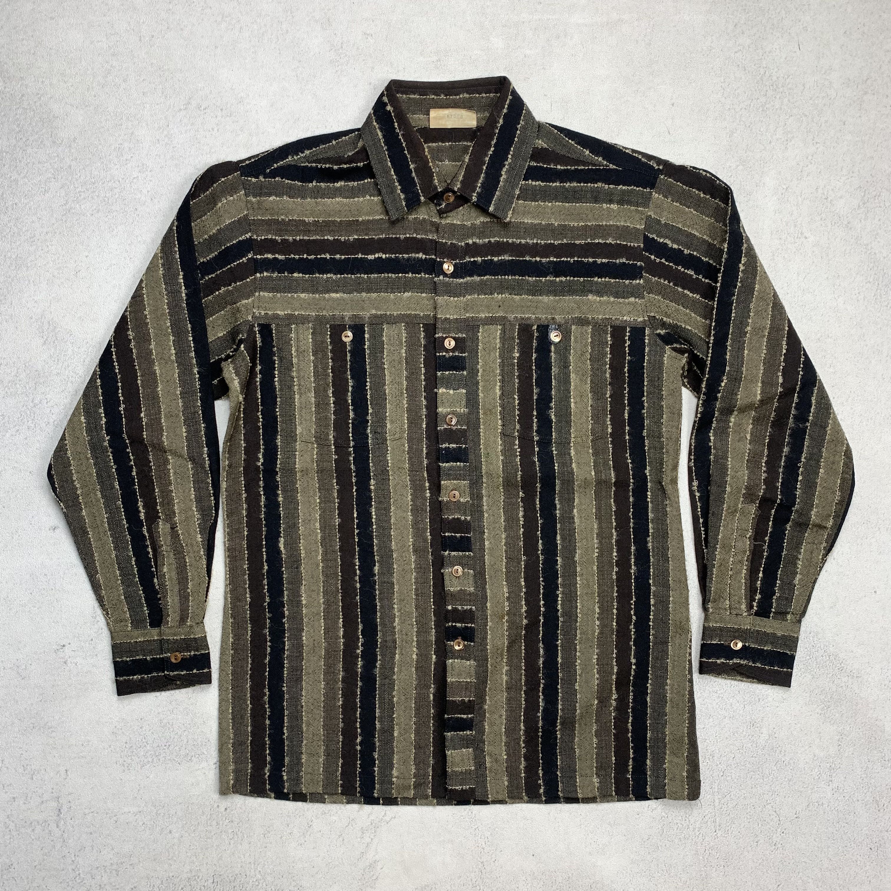 Japanese Brand Vintage Hardlion Rock Tokyo Cut and Sew Button Up Wool Shirt Size US M / EU 48-50 / 2 - 1 Thumbnail