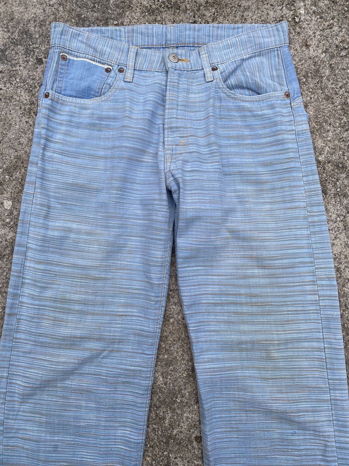 Edwin × Japanese Brand × Tornado Mart 1990s - Edwin Green Selvadge Woven Pinstripes Denim Size US 31 - 5 Thumbnail