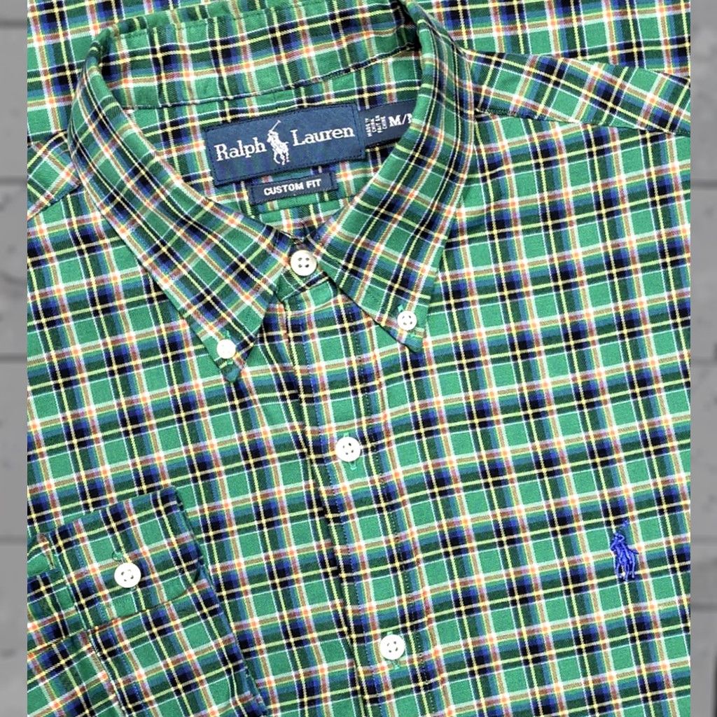Polo Ralph Lauren Polo Ralph Lauren Green Vibrant Plaid Long Sleeve Button Up Shirt M Custom Twill Madras Vintage Mens Size US M / EU 48-50 / 2 - 1 Thumbnail