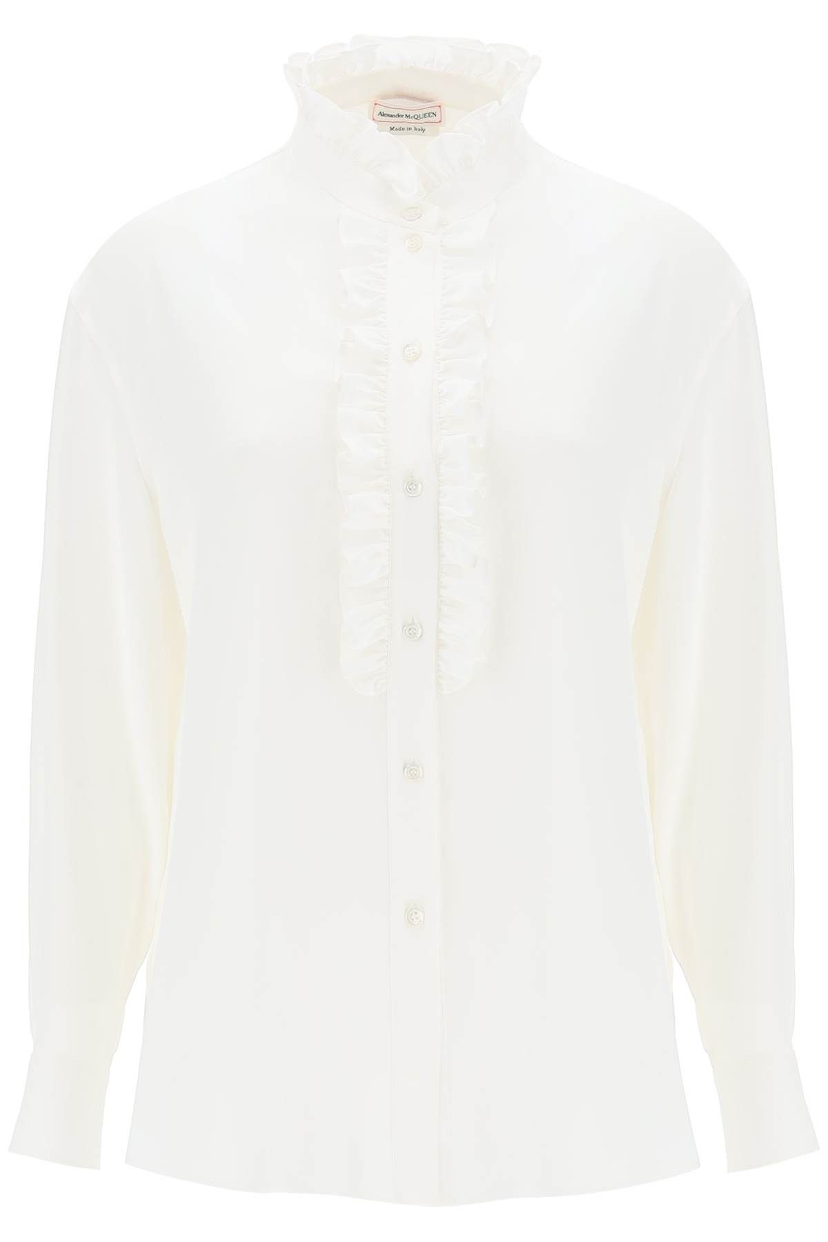 Alexander McQueen ALEXANDER MCQUEEN Silk Satin Shirt With Ruffles Size S / US 4 / IT 40 - 1 Thumbnail