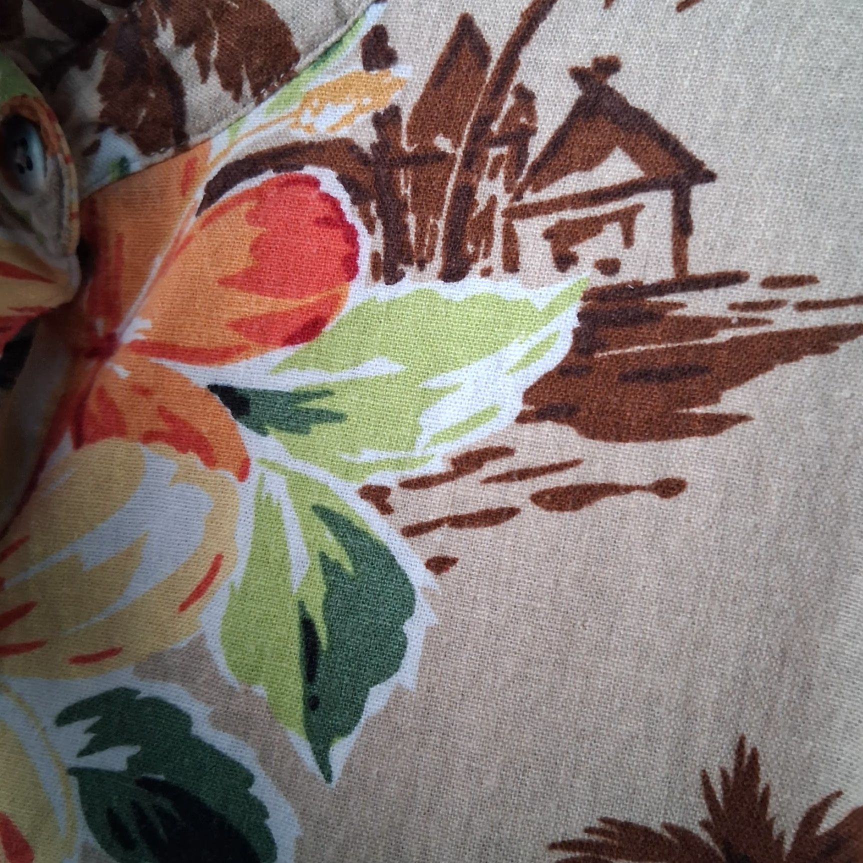Vintage VINTAGE? White Stag Womens Plus Size Shirt 22 24 Brown Linen Blend Hawaiin Beach Hibiscus Size 3XL / US 20-22 - 4 Thumbnail