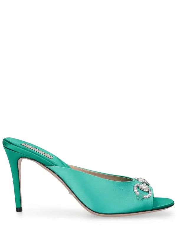 Gucci o1s1wg110425 Women's Horsebit Mid-Heel Slide Sandals Green Size US 7.5 / IT 37.5 - 1 Thumbnail