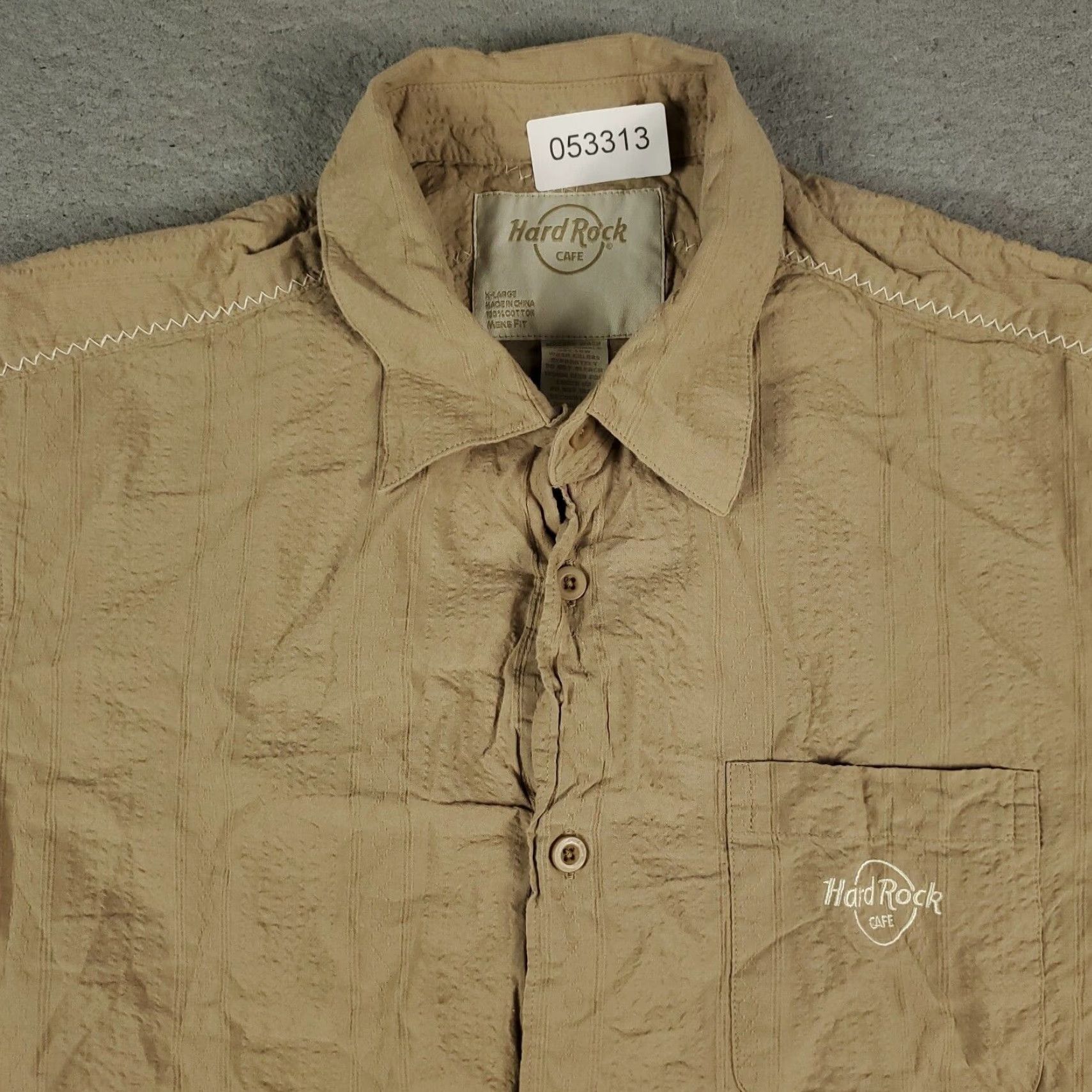 Hard Rock Cafe Hard Rock Cafe Shirt Mens XL Beige Short Sleeve Button Up Casual Cotton Mens Size US XL / EU 56 / 4 - 2 Thumbnail