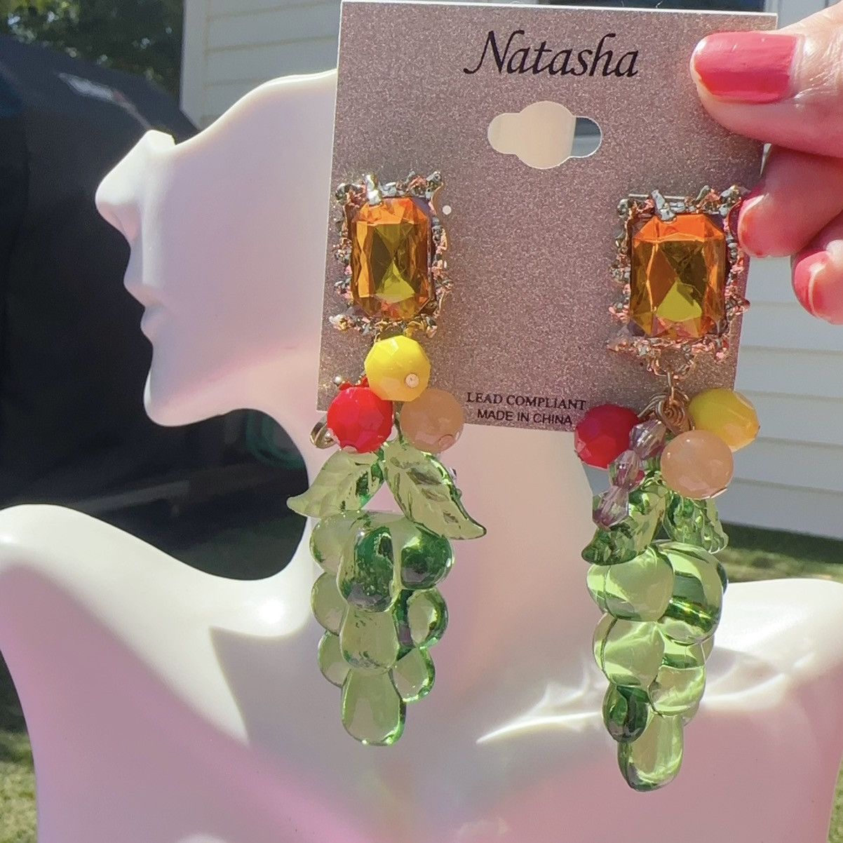 Designer Natasha light weight Multicolor fruit Beads Plastic grape Size ONE SIZE - 1 Thumbnail