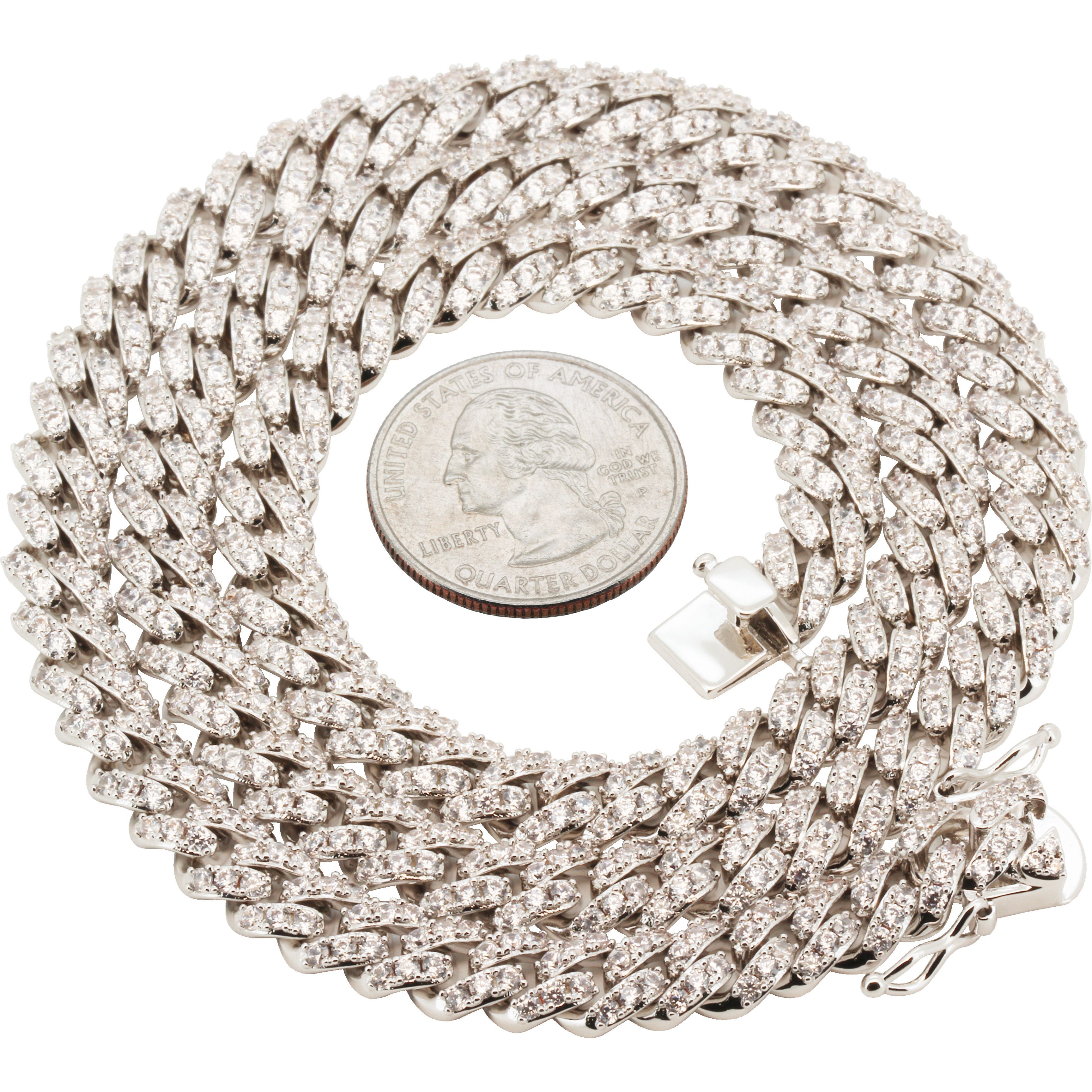 Other 14k White Gold Plated AAA CZ 8mm Cuban Chain Necklace 24” Size ONE SIZE - 2 Thumbnail