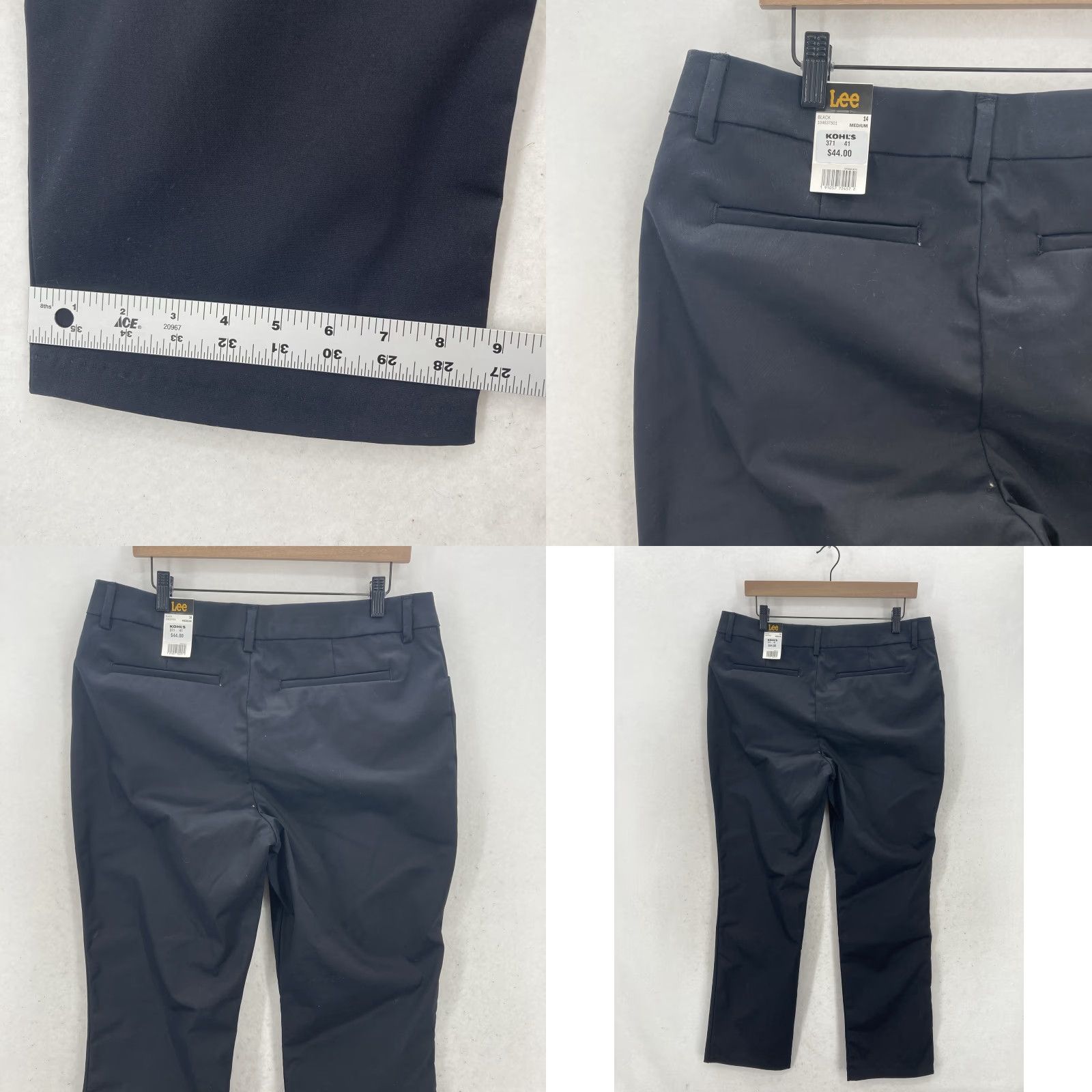Lee Lee Pants Womens 14 Medium Black Straight Leg Wrinkle Free Work Office Classic Size 36" / US 14 / IT 50 - 9 Thumbnail