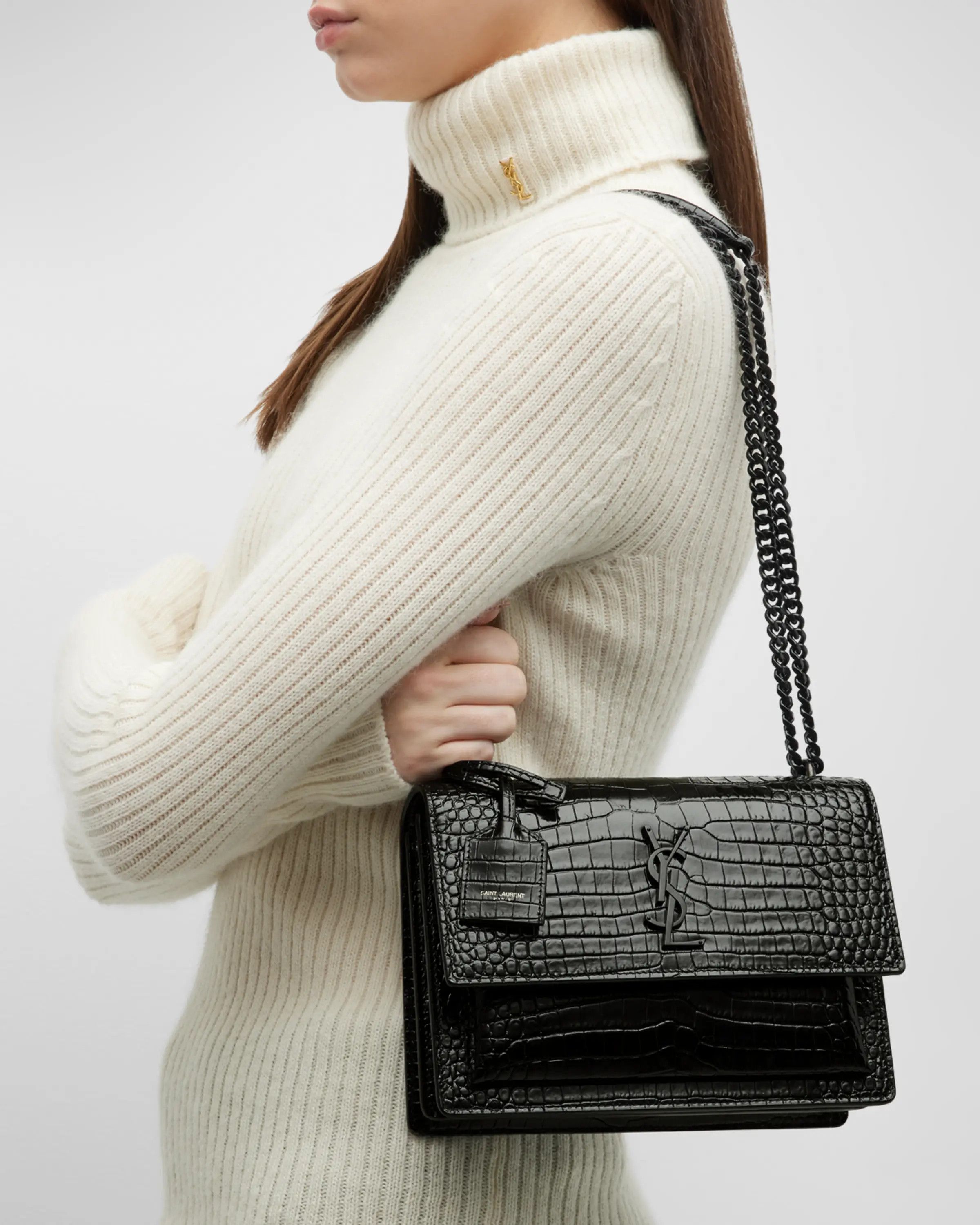 Saint Laurent Paris o1b1hav110724 Size: OS / Sunset Medium Leather Bag in Black Size ONE SIZE - 2 Thumbnail