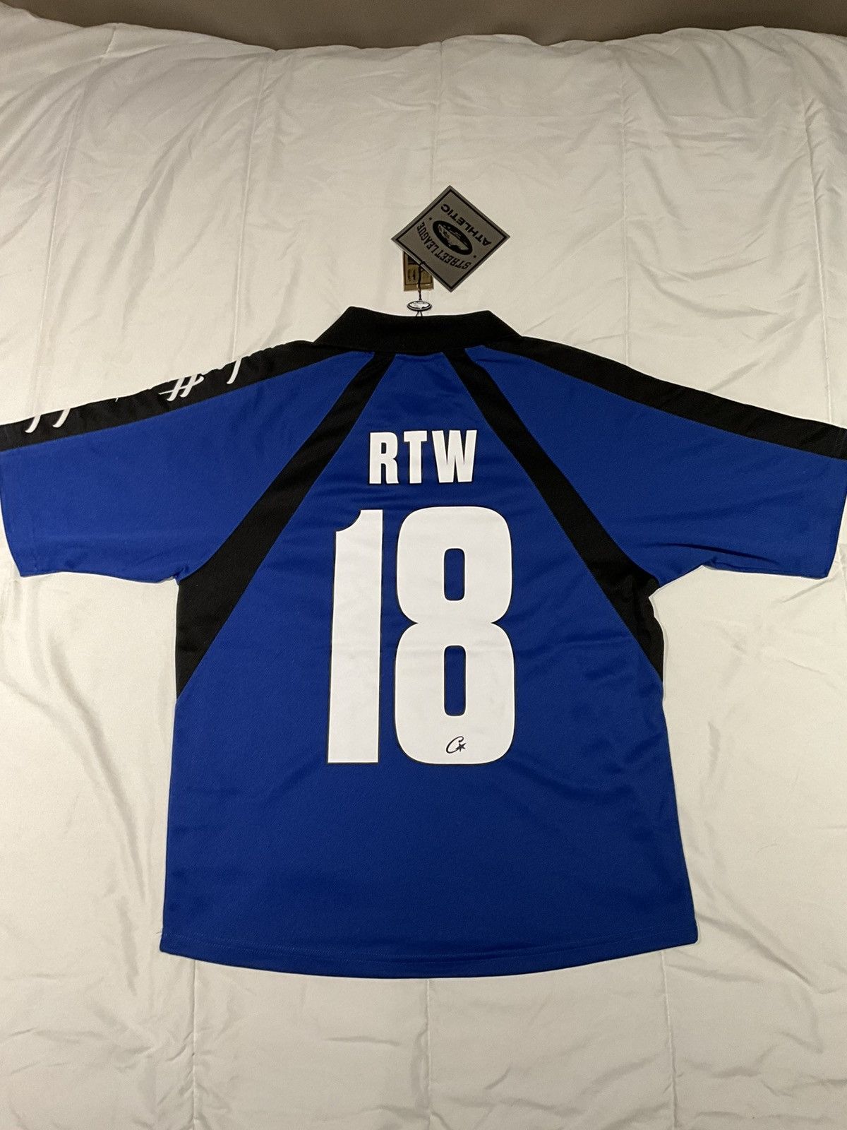 シャツ Corteiz Alcatraz Football Jersey - Blue Corteiz Alcatraz Heavyweight Varsity Jersey Blue Men's