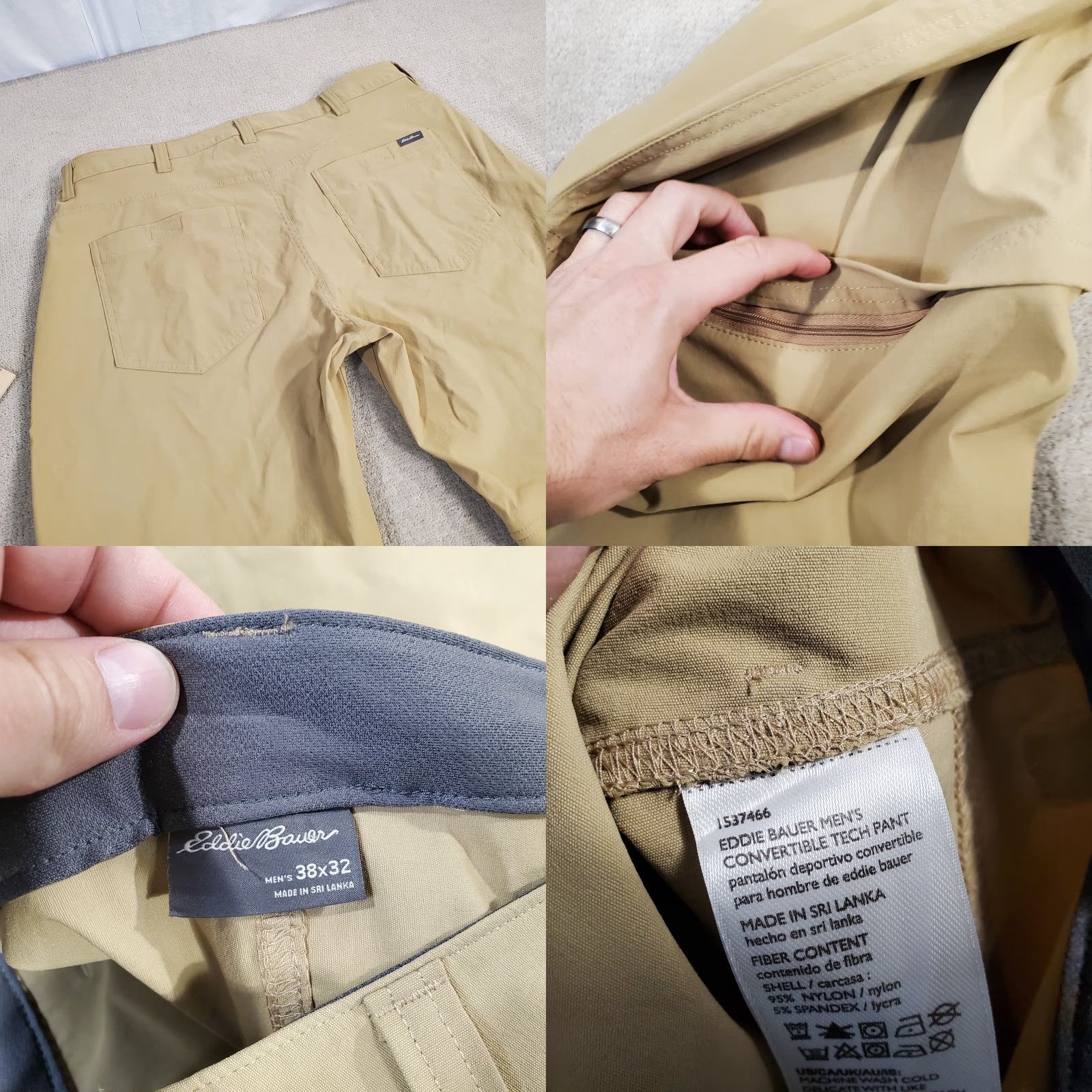 Eddie Bauer Eddie Bauer Pants Mens 38x32 Beige Cargo Performance Stretch Convertible Tech Size US 38 / EU 54 - 8 Thumbnail