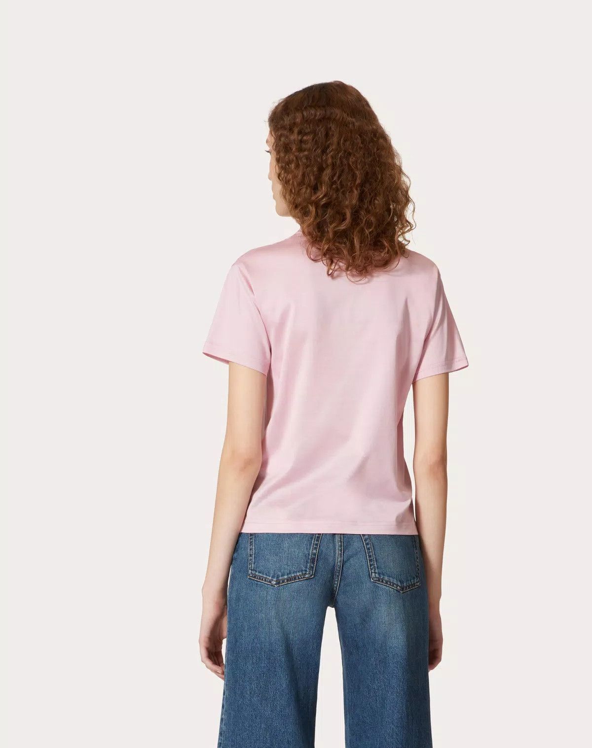 Valentino o1s1wg111125 Jersey Cotton T-Shirt in Pink Size US XS / EU 42 / 0 - 6 Thumbnail