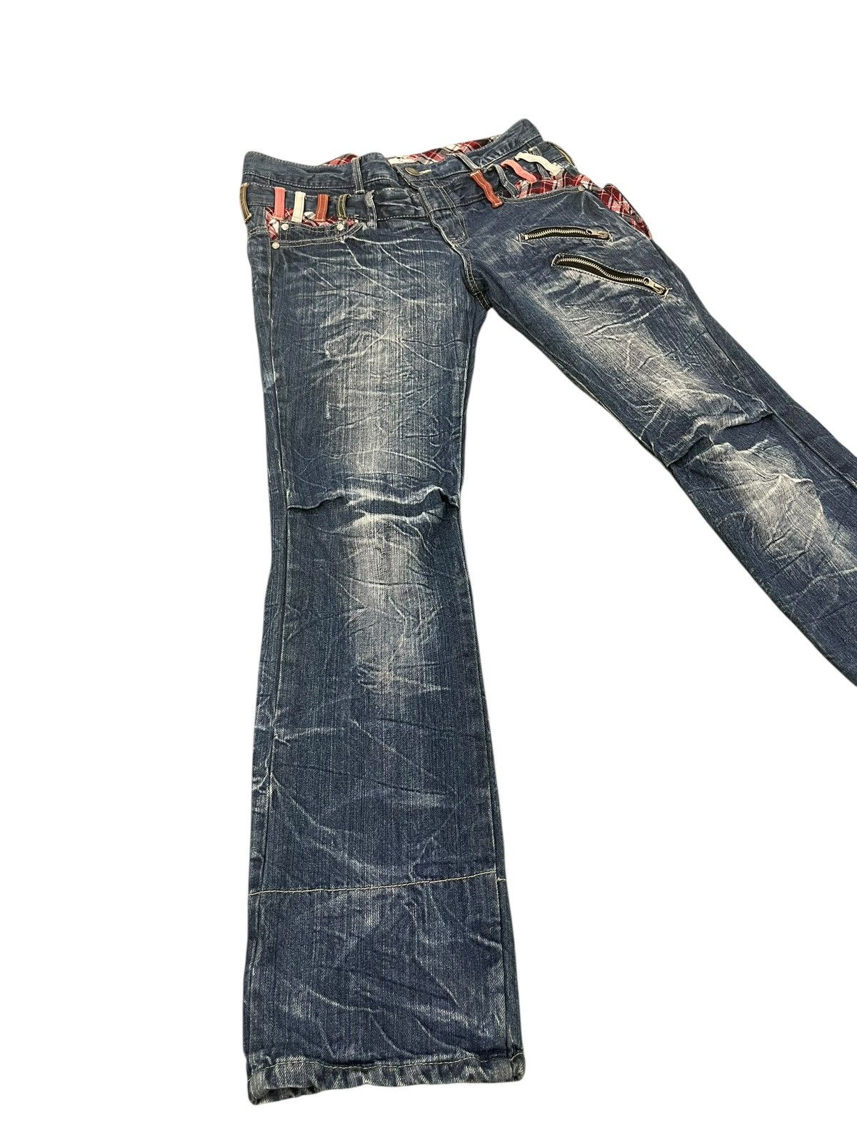 Japanese Brand Double Waist Jeans Roddle Faded Denim Slim1🟦6 Size US 32 / EU 48 - 3 Thumbnail