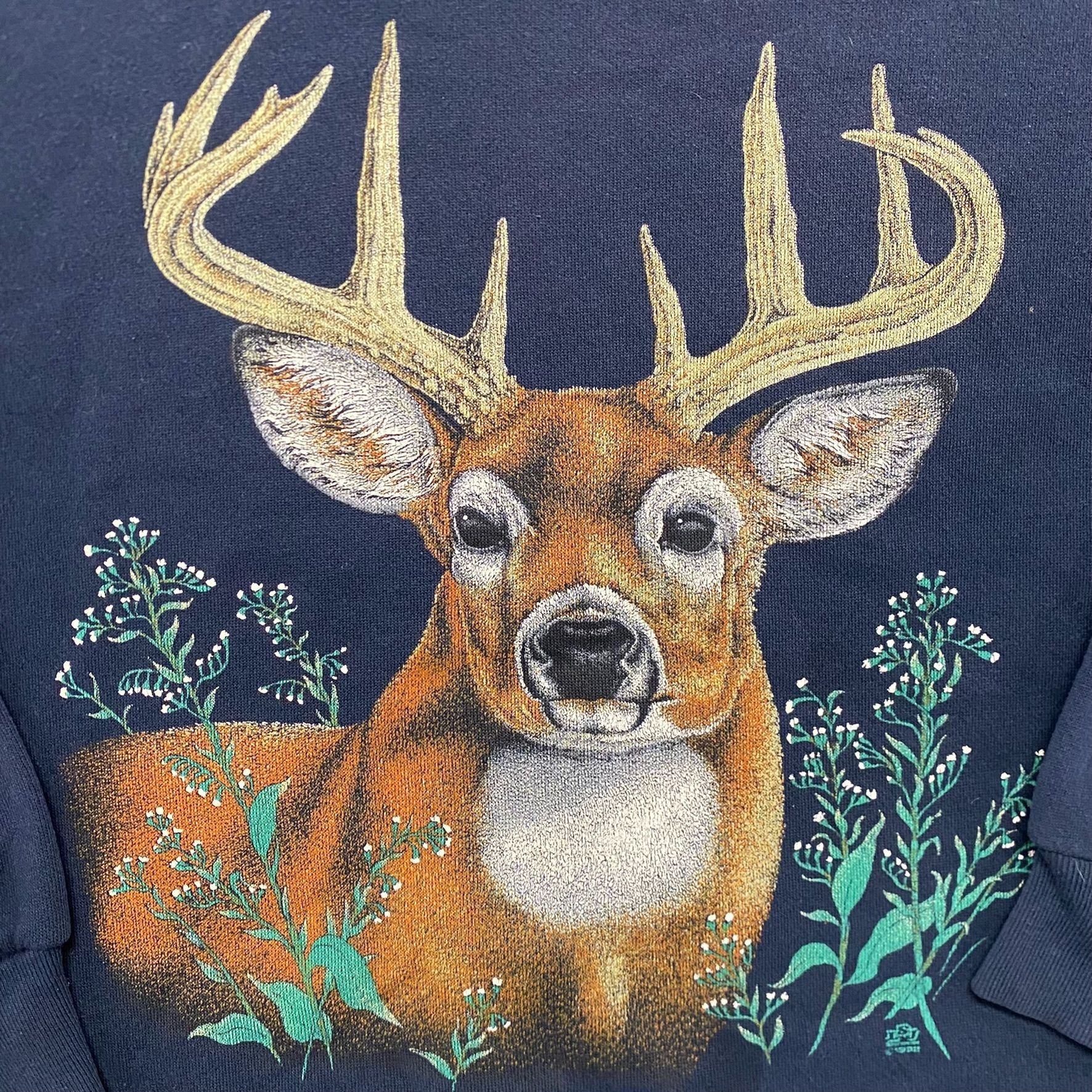 Vintage Vintage 90s Essential Deer Nature Art Crewneck Sweatshirt Size US M / EU 48-50 / 2 - 2 Thumbnail