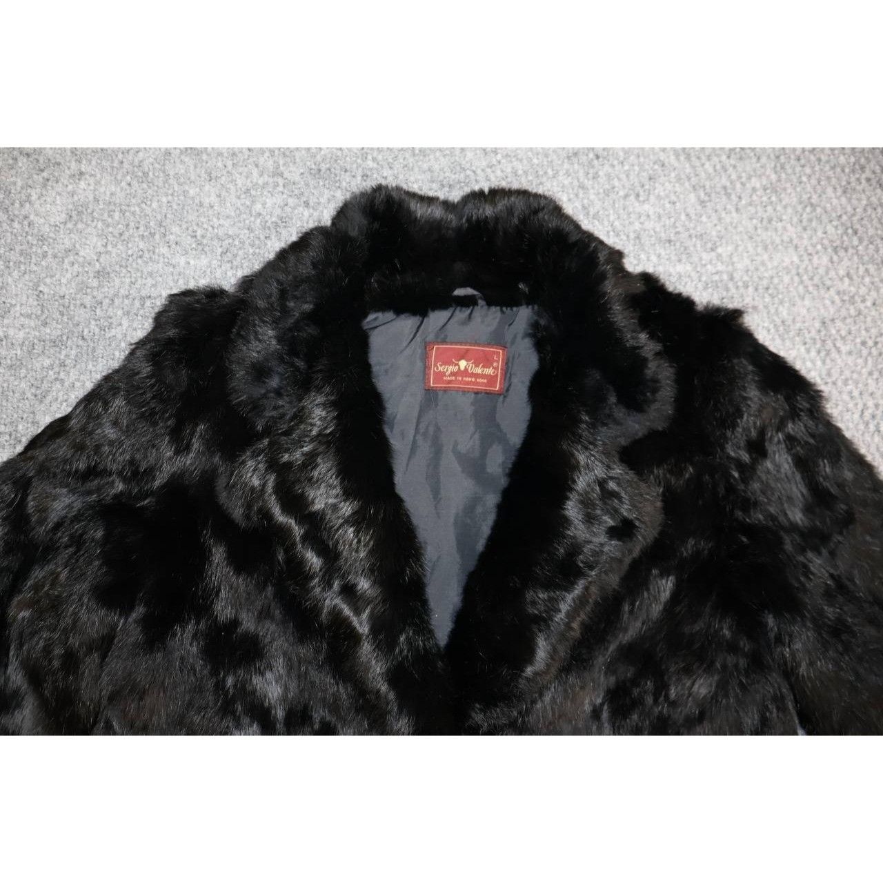 Vintage Vintage Sergio Valente Rabbit Fur Coat Black Overcoat Size L / US 10 / IT 46 - 5 Thumbnail