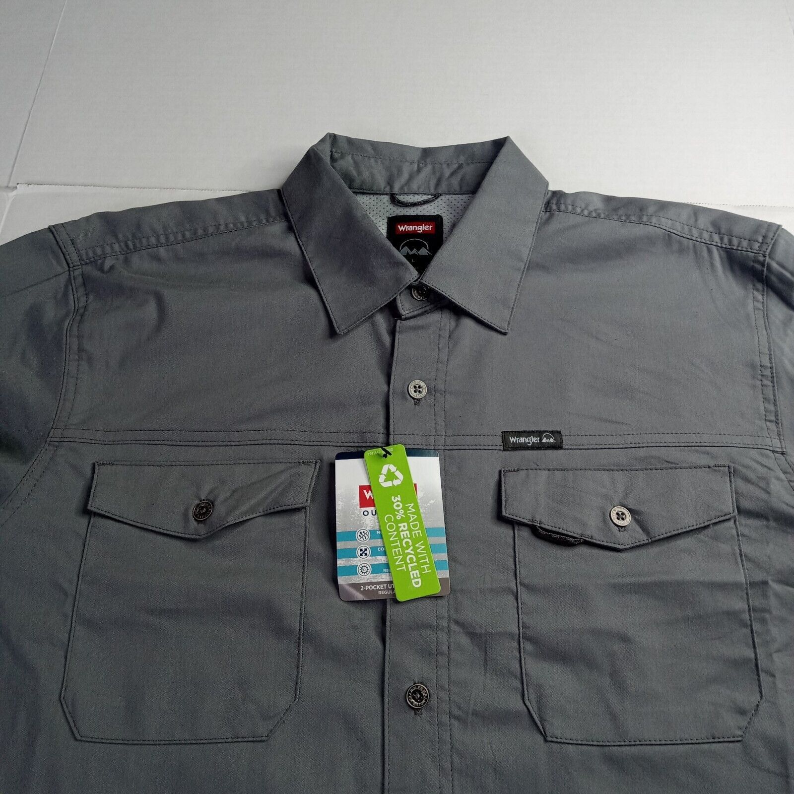 Wrangler Wrangler Shirt Men's L Gray Convertible Sleeves 2-Pockets Size US L / EU 52-54 / 3 - 4 Thumbnail