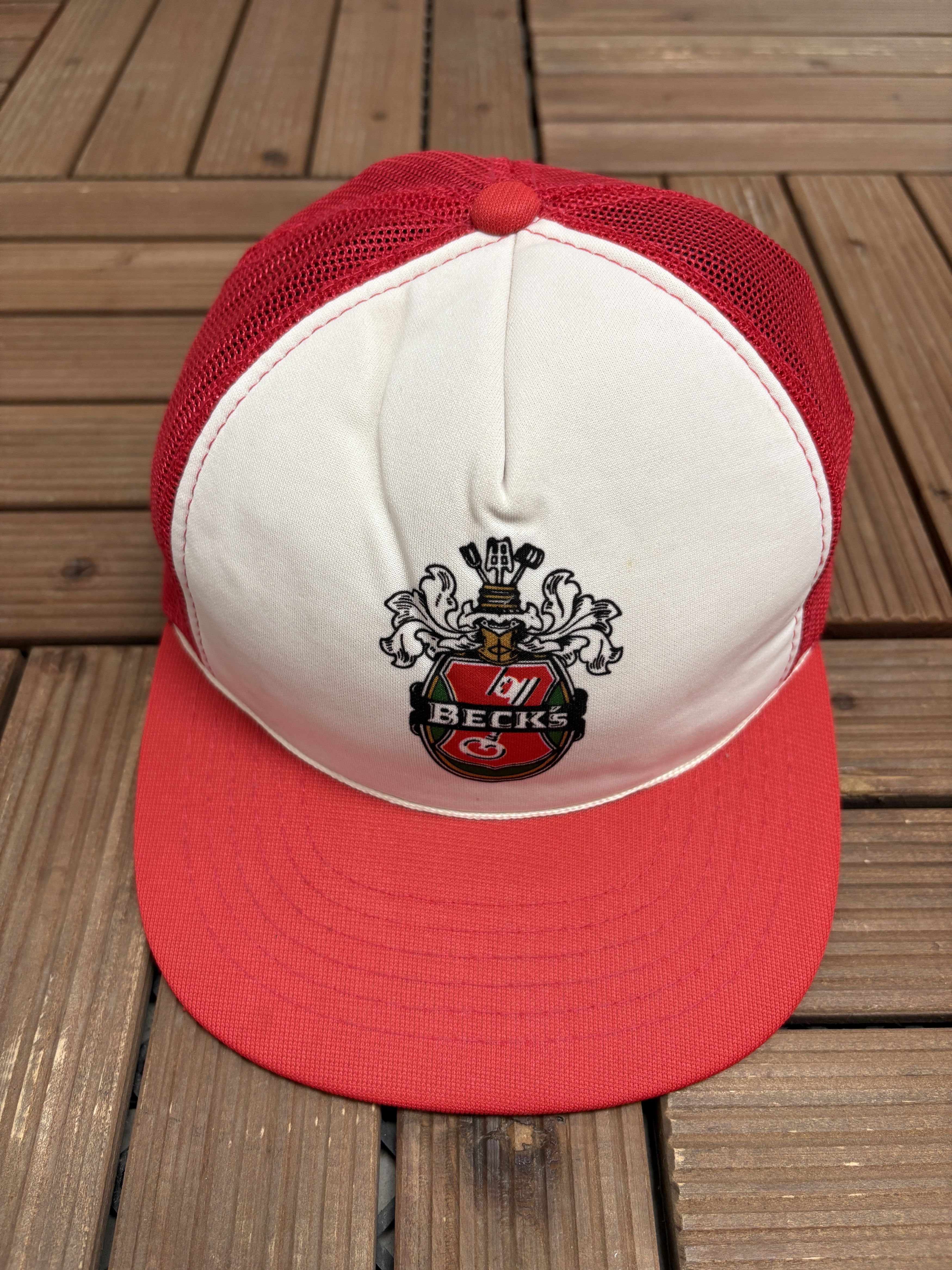 Vintage Beck's Brewery Vintage White Trucker Snap Back Hat Cap Size ONE SIZE - 2 Thumbnail