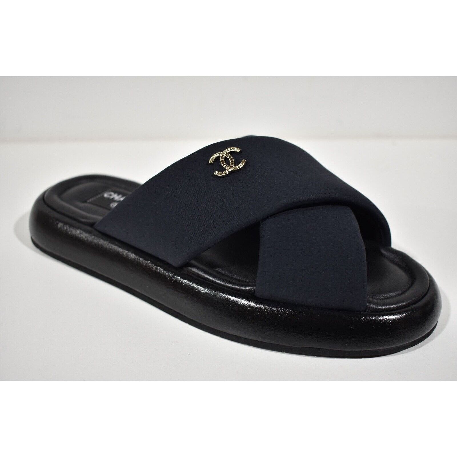 Chanel Chanel REV Black Fabric Criss Cross Puffy CC Logo Slide Mule Size US 6 / IT 36 - 3 Thumbnail