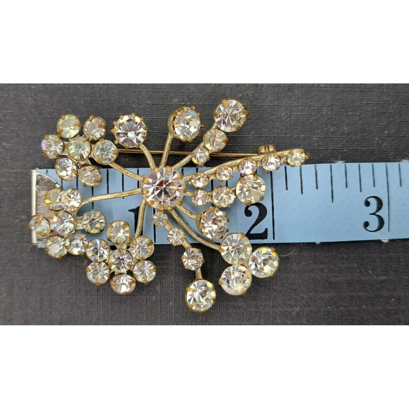 Vintage Vintage Rhinestone Flower Brooch Pin Mid-Century Spray Size ONE SIZE - 5 Thumbnail