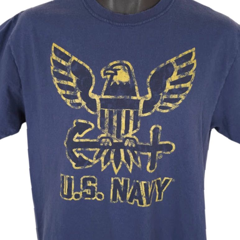 Vintage VINTAGE not present in original; cannot assume. United States Navy T Shirt Mens Size Medium Blue USN Military Shirt Mens M Blue Navy USN Military Size US M / EU 48-50 / 2 - 2 Thumbnail