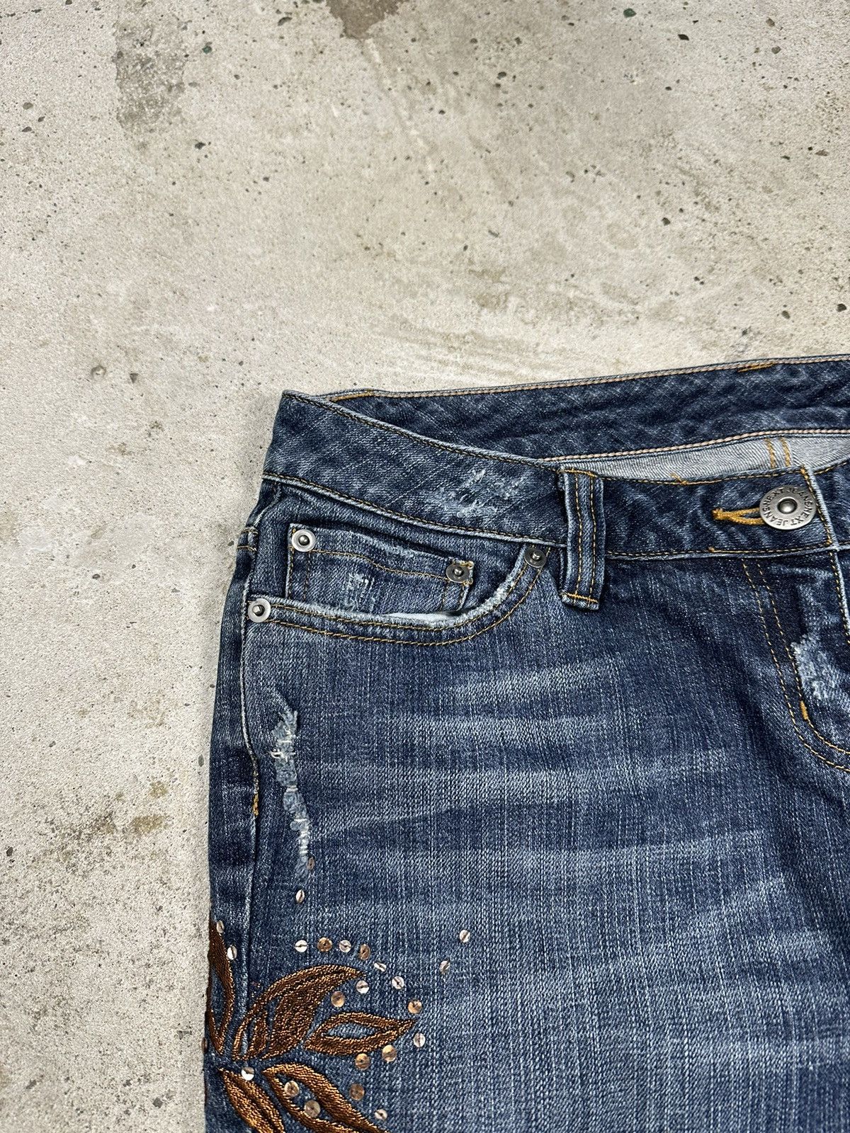 If Six Was Nine Vintage Y2K Flare Bootcut Rhinestones Denim Pants Jeans Size US 30 / EU 46 - 8 Thumbnail
