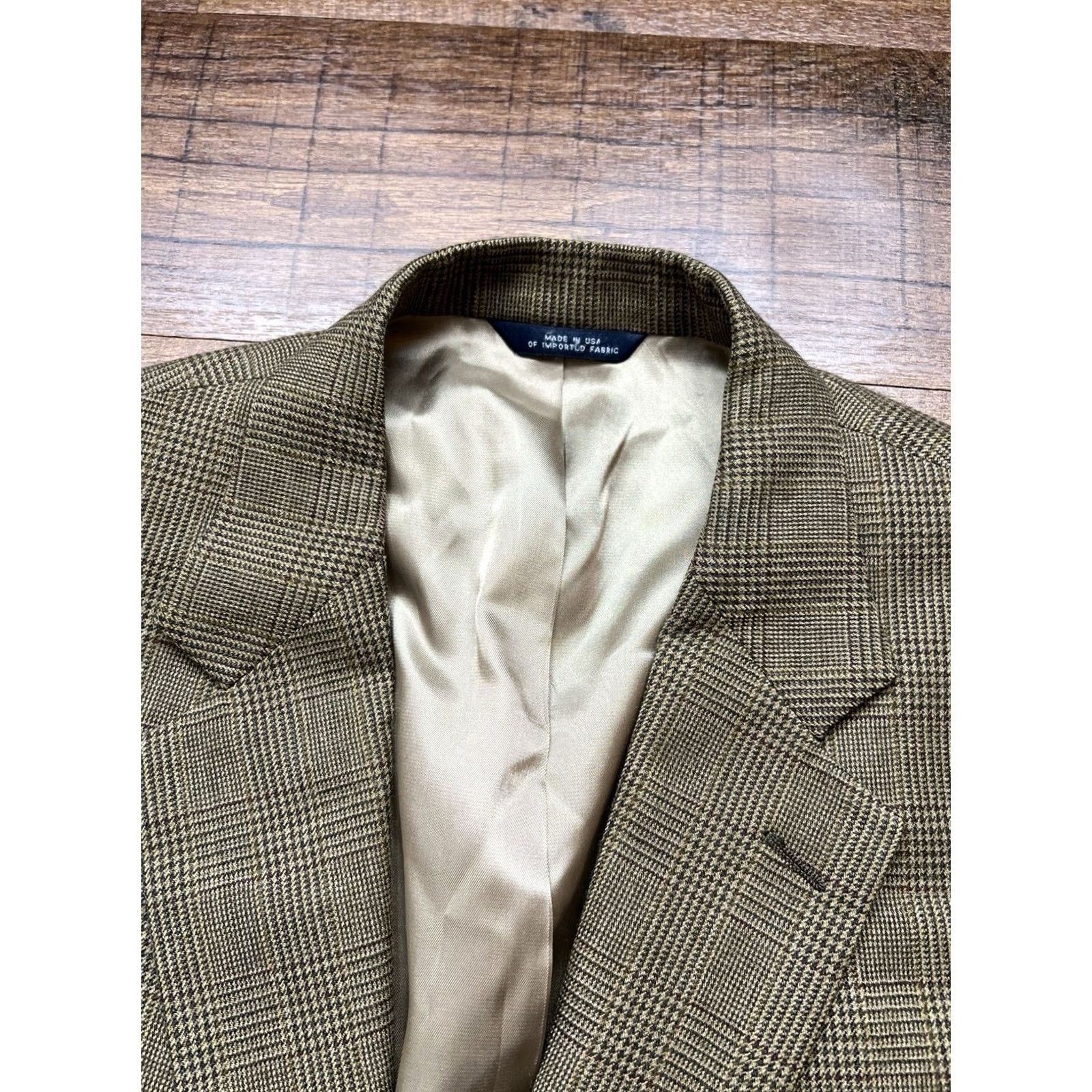 Brooks Brothers VINTAGE Brooks Brothers Blazer Mens 44R Brown Striped Plaid Jacket Coat USA Size 44R - 7 Thumbnail