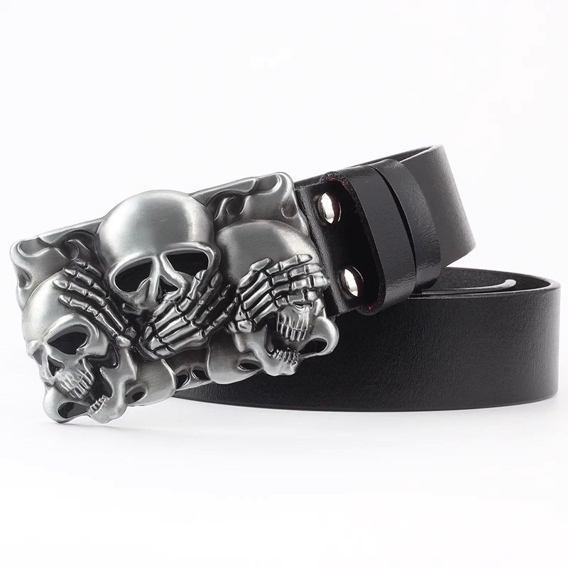 Designer Skull Rare Vintage Belt Riveted Belts Menswear Accessories Size ONE SIZE - 3 Thumbnail