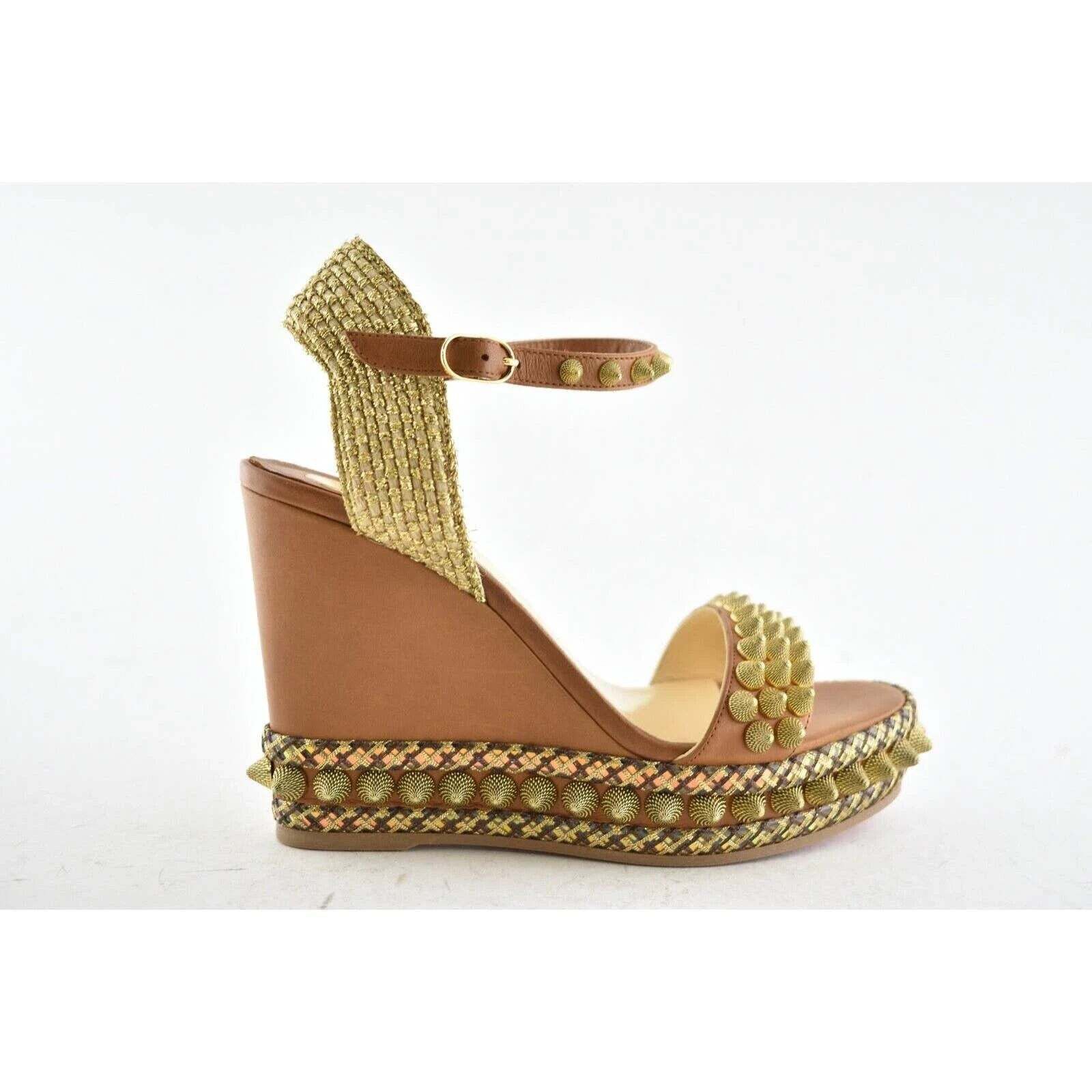 Christian Louboutin Christian Louboutin Cordorella 110 Brown Gold Stud Size US 6 / IT 36 - 2 Thumbnail