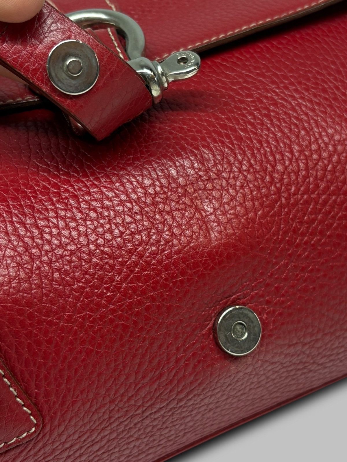 Burberry Burberry London Hot Red Leather Shoulder Bag Nova Check Size ONE SIZE - 14 Thumbnail