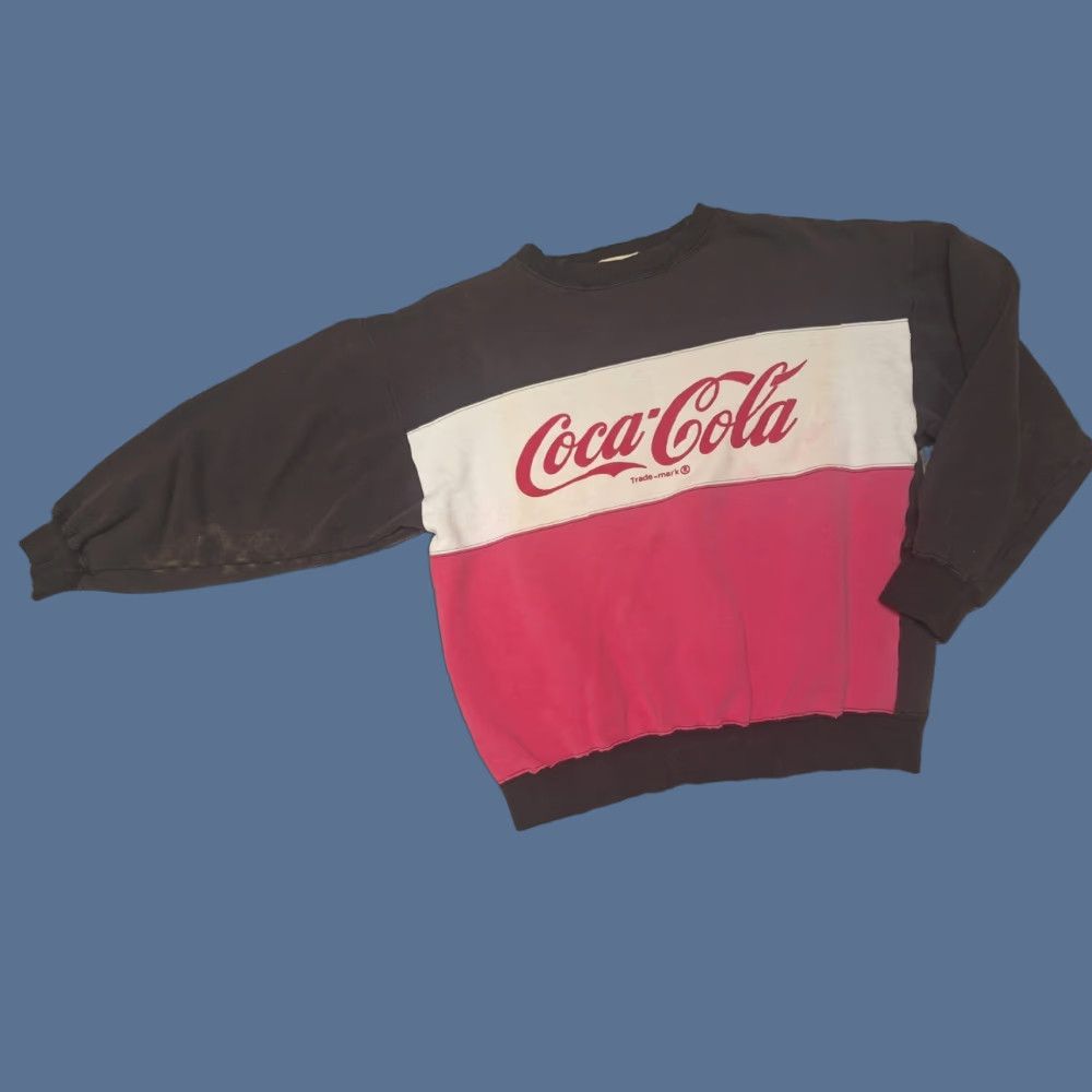 VINTAGE Coca-Cola Sweatshirt M/L Multicolor Graphic Print 90s Pullover Men