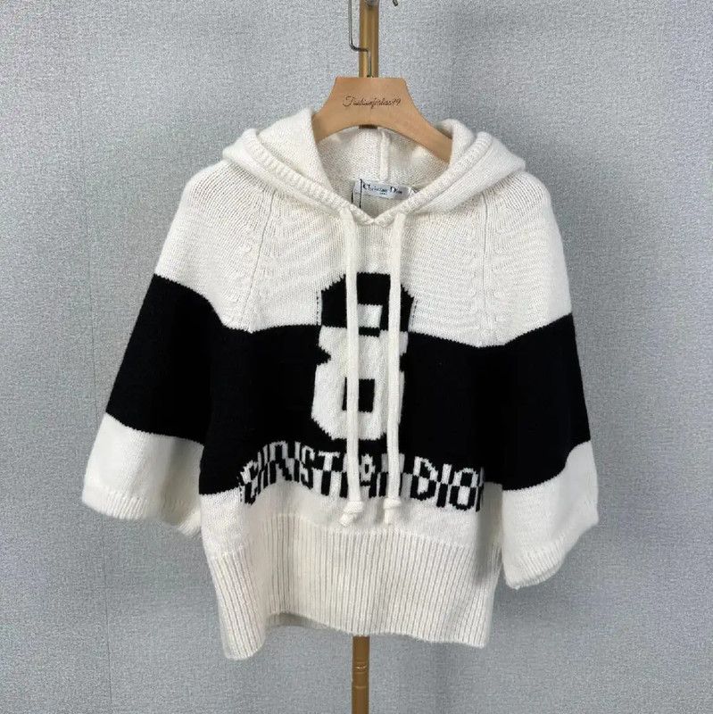 Dior Dior White Wool Hoodie for Women 0089 Size L / US 10 / IT 46 - 1 Thumbnail