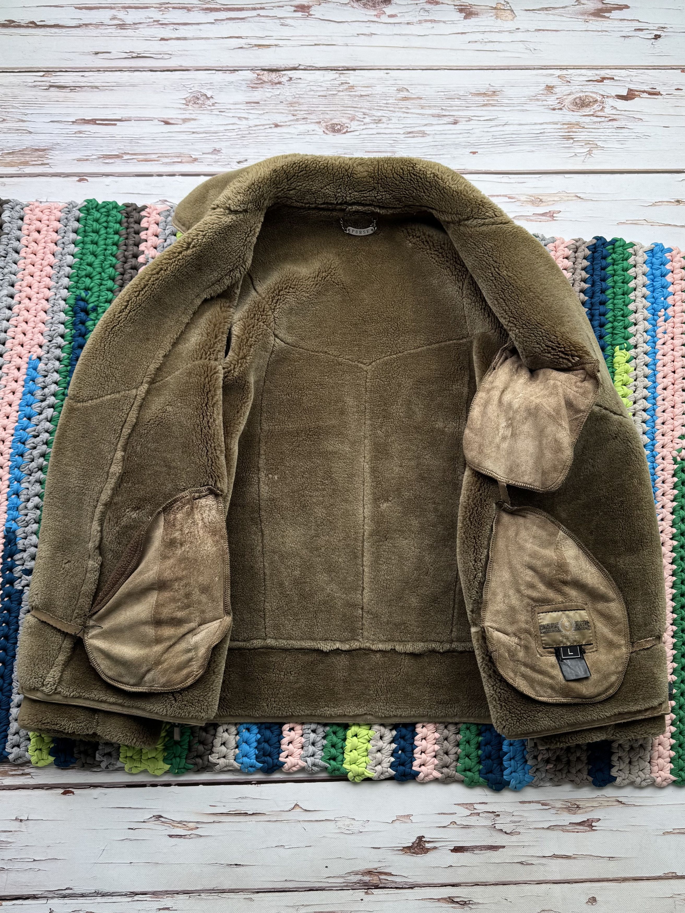 Japanese Brand Vintage Real Sheepskin Coat With Asymmetry Zip (ET1)(D15) Size US L / EU 52-54 / 3 - 9 Thumbnail