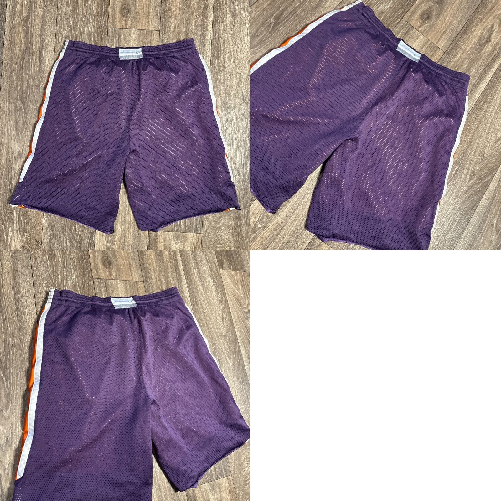 Nike VINTAGE Nike Reversible Basketball Athletic Shorts Orange Purple L/XL Mens Activewear 34” Waist 10” Inseam Size US 33 - 8 Thumbnail