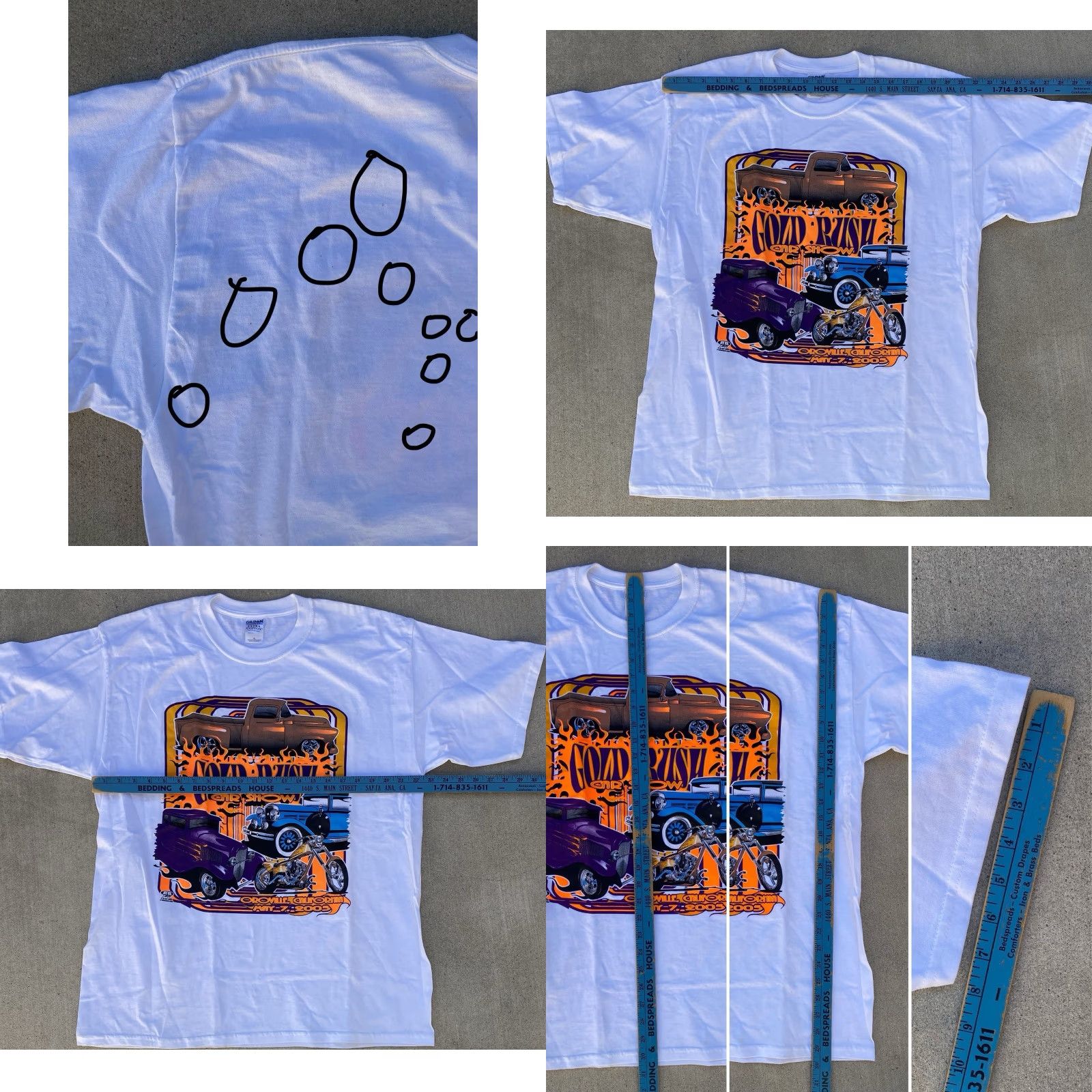 Gildan VINTAGE Gildan T-Shirt Shirt Men XL White California Car Neon Graphics 2005 2000s Gold Rush Oroville Y2K Vintage Graphic Print Short Sleeve Texas? Size US XL / EU 56 / 4 - 11 Thumbnail