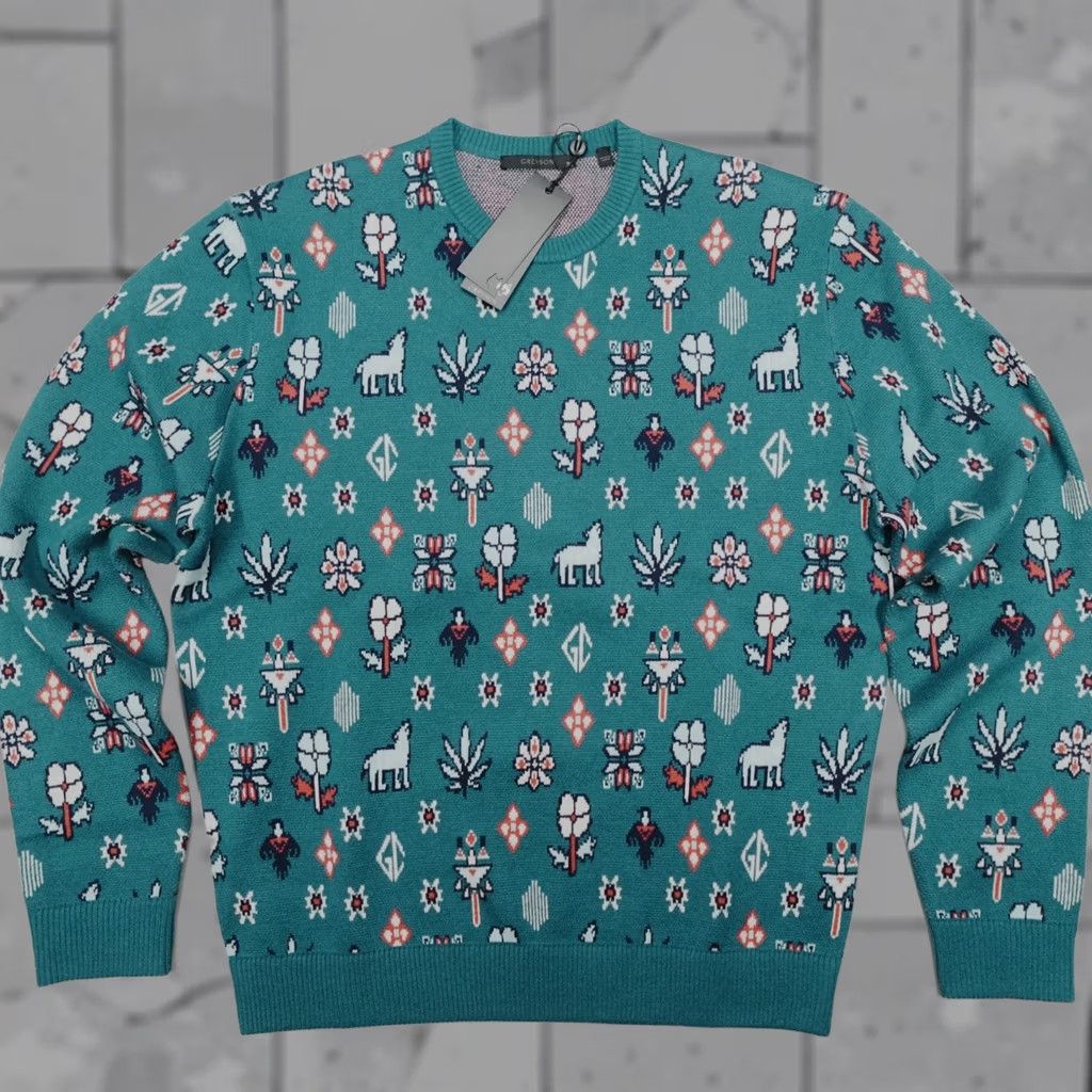 Vintage Greyson Wool Cashmere Story Telling Sweater Crewneck Men's XL Teal Size US XL / EU 56 / 4 - 1 Thumbnail