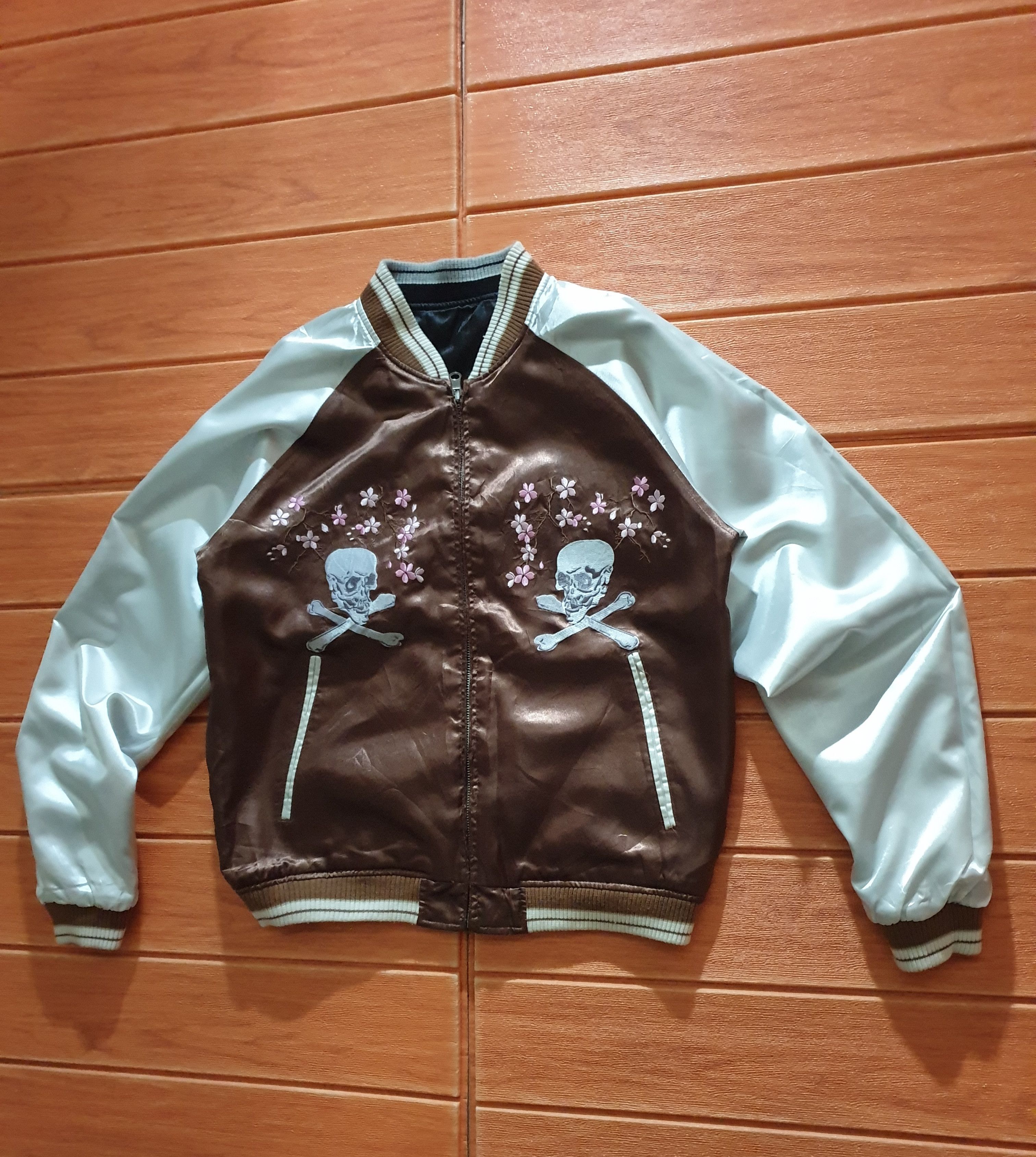 Japanese Brand 💥Skull n bird Embroidery reversible Yakuza Sukajan Jacket Size US M / EU 48-50 / 2 - 14 Thumbnail