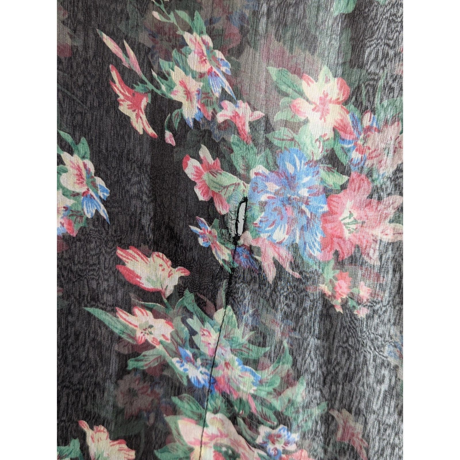 Passport Passport Y2K Sheer Floral Caftan Blouse M Black Whimsigoth Size M / US 6-8 / IT 42-44 - 10 Thumbnail