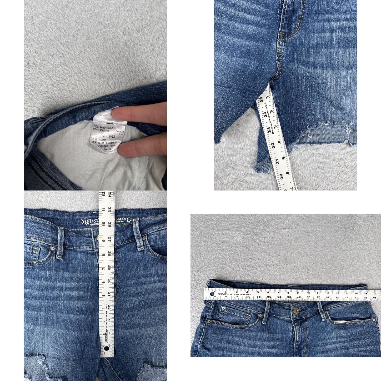 Levi's Signature By Levi Strauss & Co Shorts Womens 14 W32 Blue Denim Cutoff Frayed Hem Size 36" / US 14 / IT 50 - 8 Thumbnail