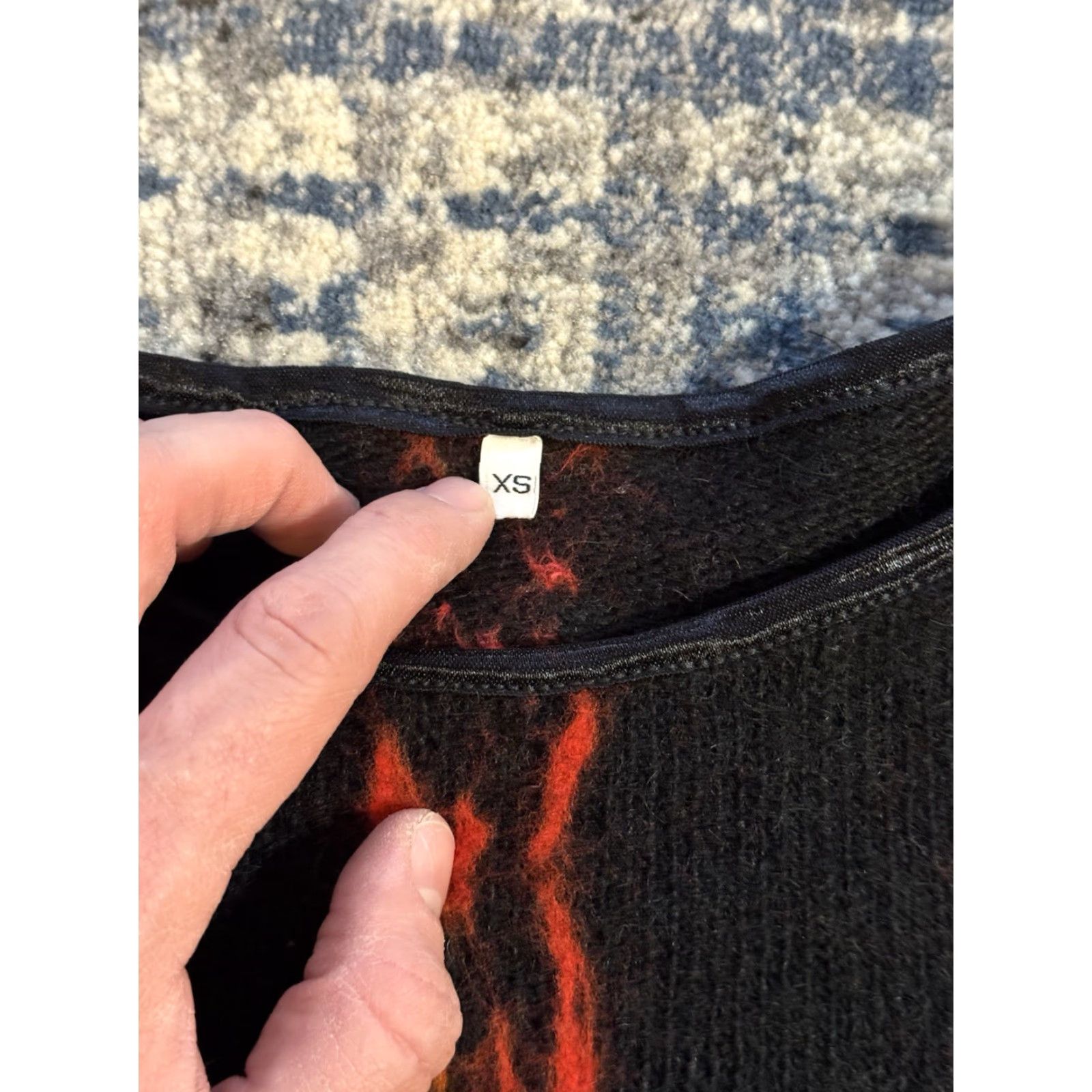 Vintage Gjoska Sweater Women's XS Black 100% Wool Lava Pattern Slim Pullover Art Outdoor - Fall Winter Women’s (Pattern: Lava) Size XS / US 0-2 / IT 36-38 - 5 Thumbnail