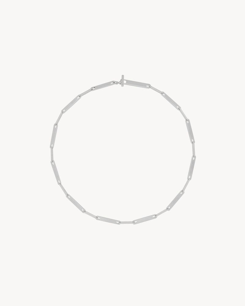 Saint Laurent Paris o1bcso1str0226 Size: OS/Plaque Chain Necklace in Silver Size ONE SIZE - 2 Thumbnail