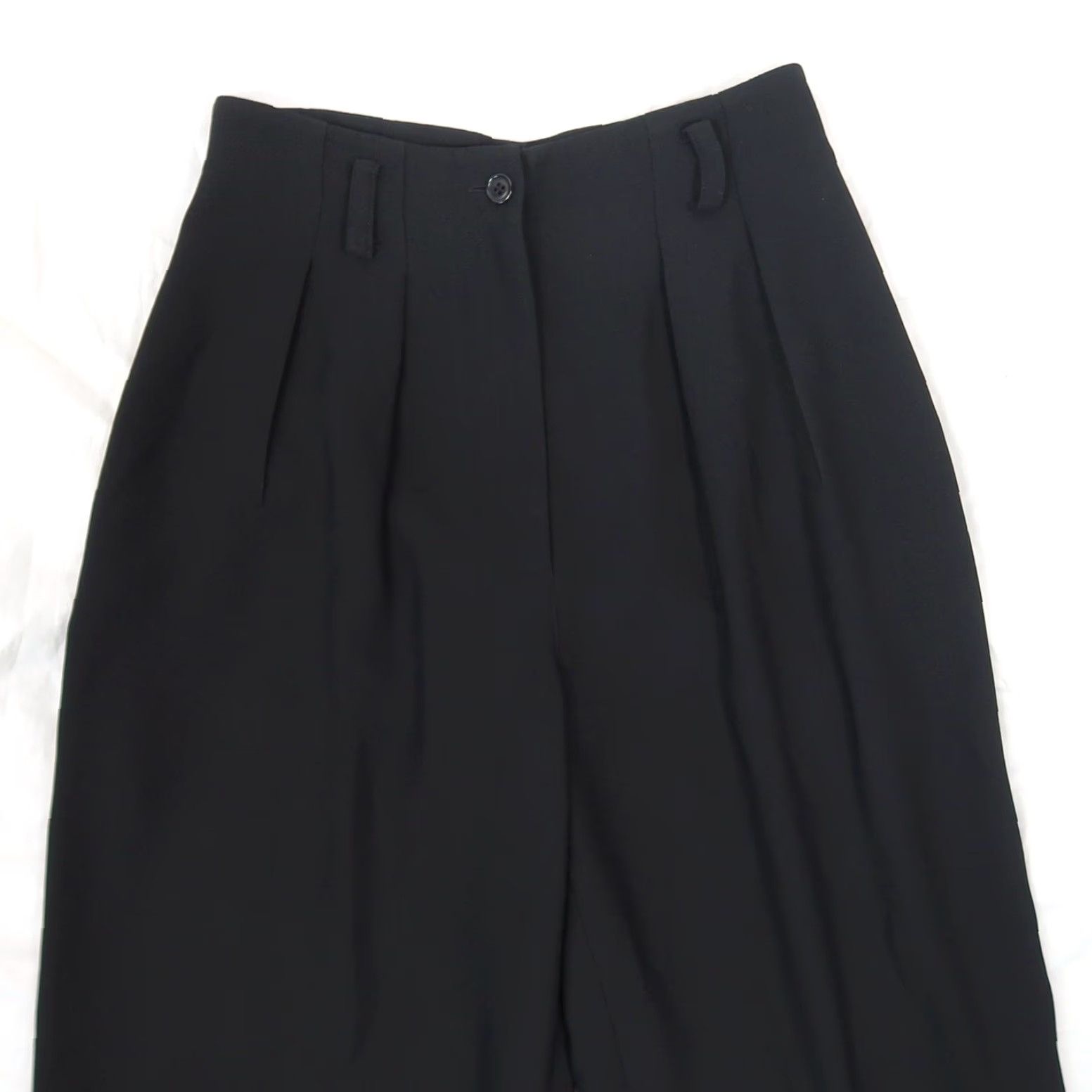 Vintage VINTAGE Preview Black High Rise Pleat Front Straight Leg Pants 24" 90s Workwear Womens Size 26" / US 2 / IT 38 - 2 Thumbnail