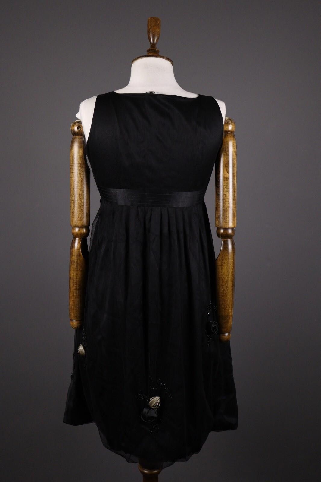 Designer Max Mara Black Mesh Floral Night Tank Midi Dress Size M Size M / US 6-8 / IT 42-44 - 6 Thumbnail