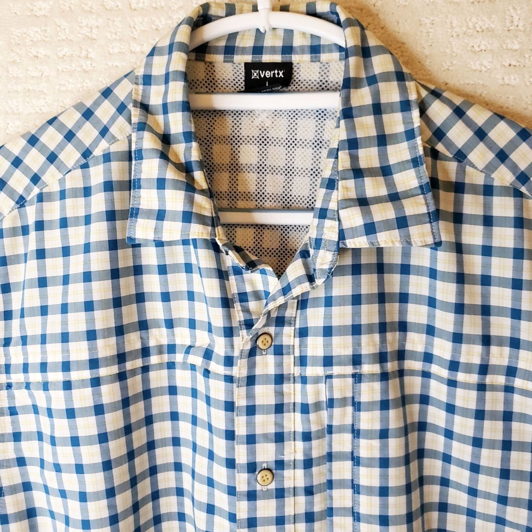 Vintage Vertx Shirt Mens Medium Blue Check Short Sleeve Conceal Carry Spring Summer Fall Casual Workwear Modern Outdoor Shirt Size US M / EU 48-50 / 2 - 3 Thumbnail