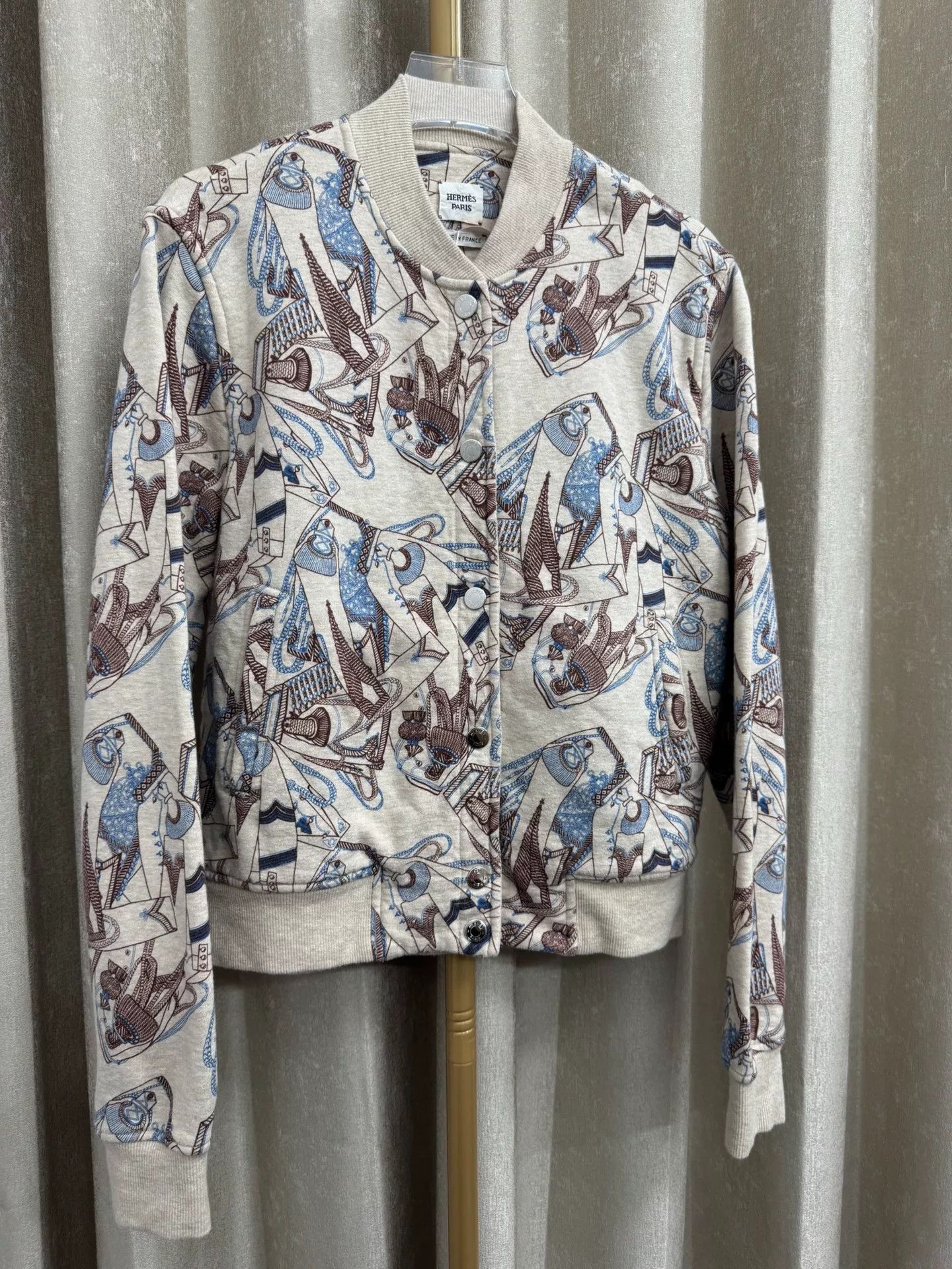 Hermes King & Knight Vintage Print Sweatshirt Jacket