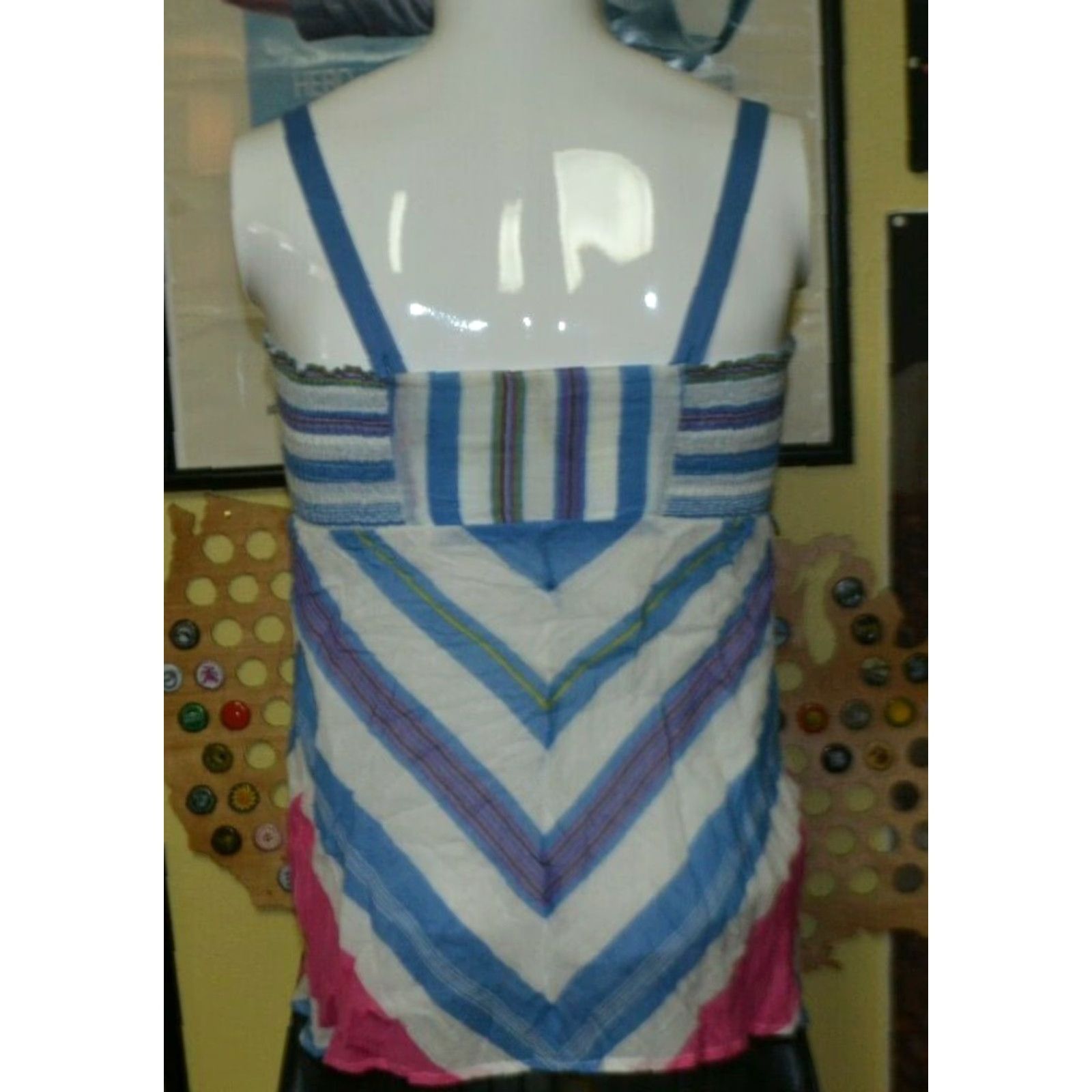 O'Neill Womens Jrs Medium O'Neill Tank Shirt Striped Surfing Sleeveless White Cotton Blend 90s Beach Womens Size M / US 6-8 / IT 42-44 - 3 Thumbnail