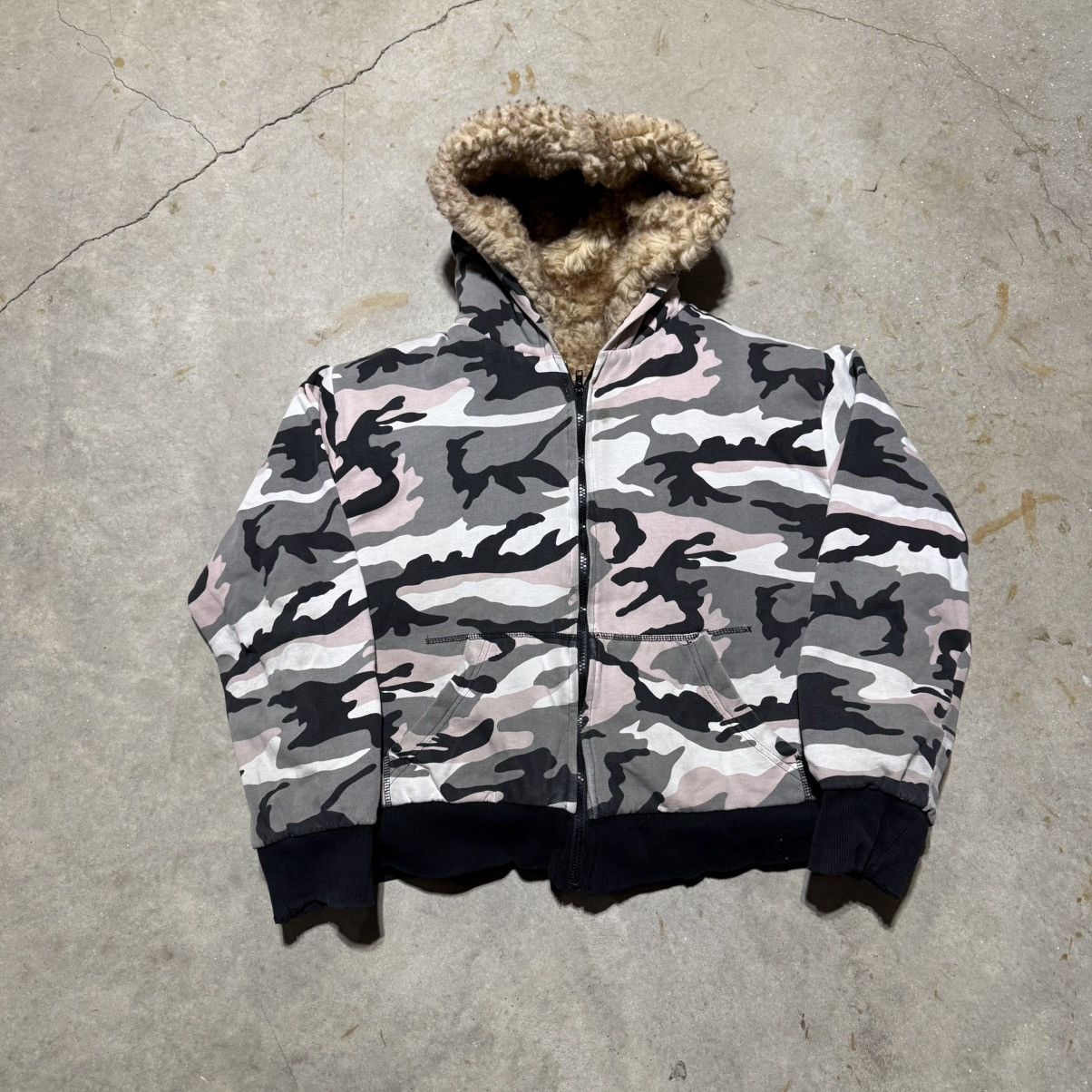 Playboi Carti Vintage Camo Sherpa Lined Zip Up Hoodie Size Large Size US L / EU 52-54 / 3 - 2 Thumbnail