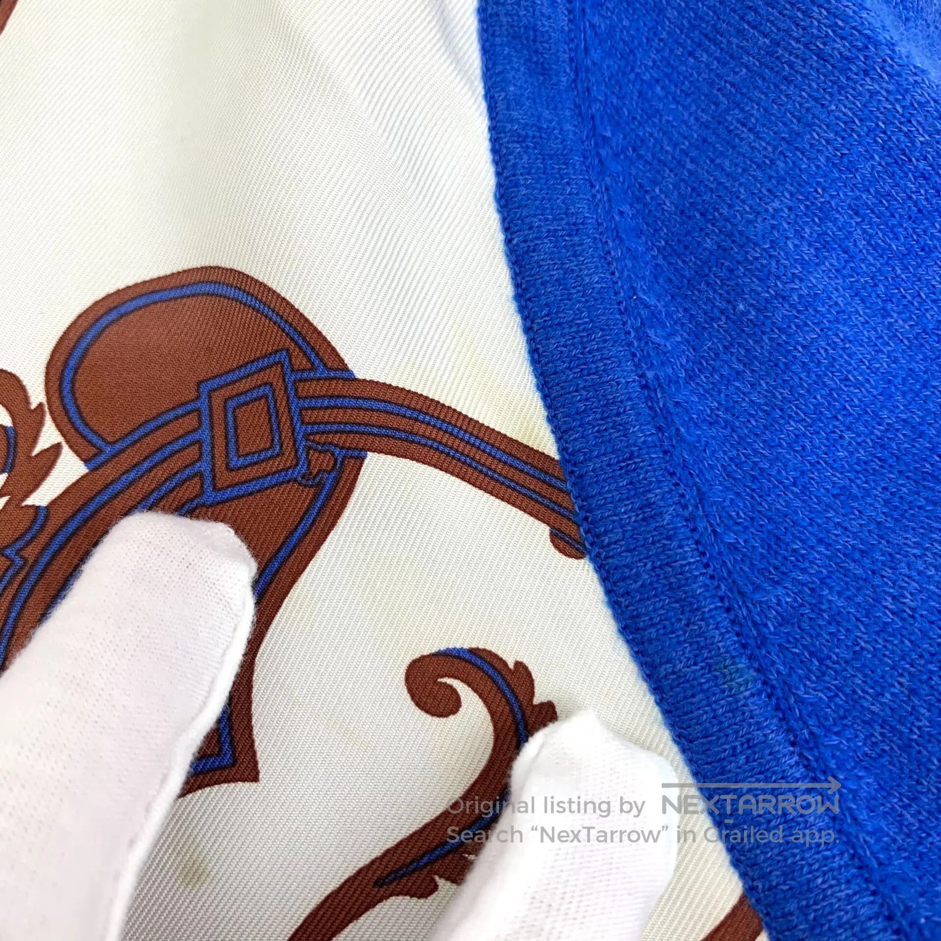 Hermes Hermes Dark Blue Carriage Print Patchwork Cashmere Round N Size XS / US 0-2 / IT 36-38 - 8 Thumbnail