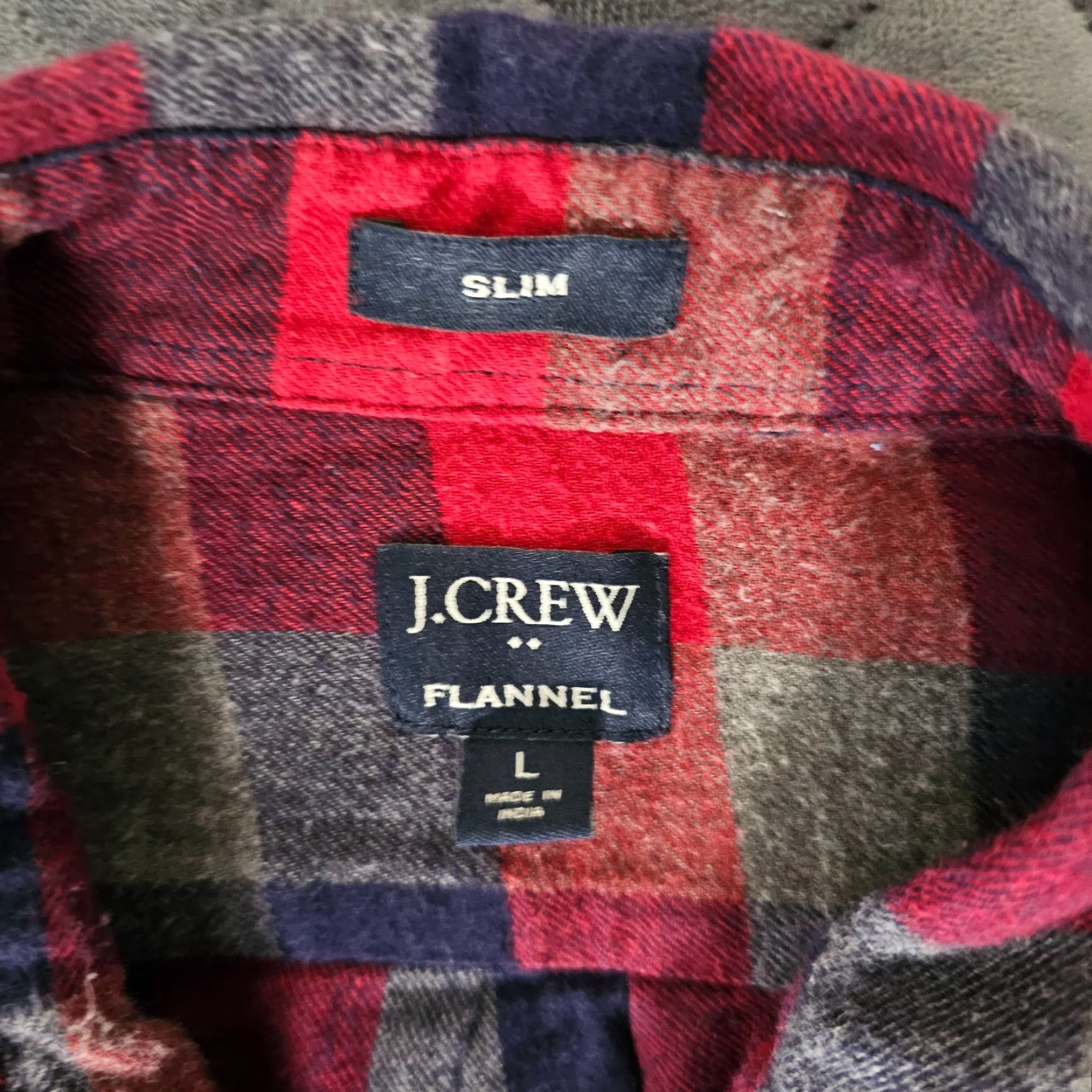J.Crew J.Crew Flannel Button-Up Shirt Mens Large Red Blue Check Slim Fit Size US L / EU 52-54 / 3 - 2 Thumbnail
